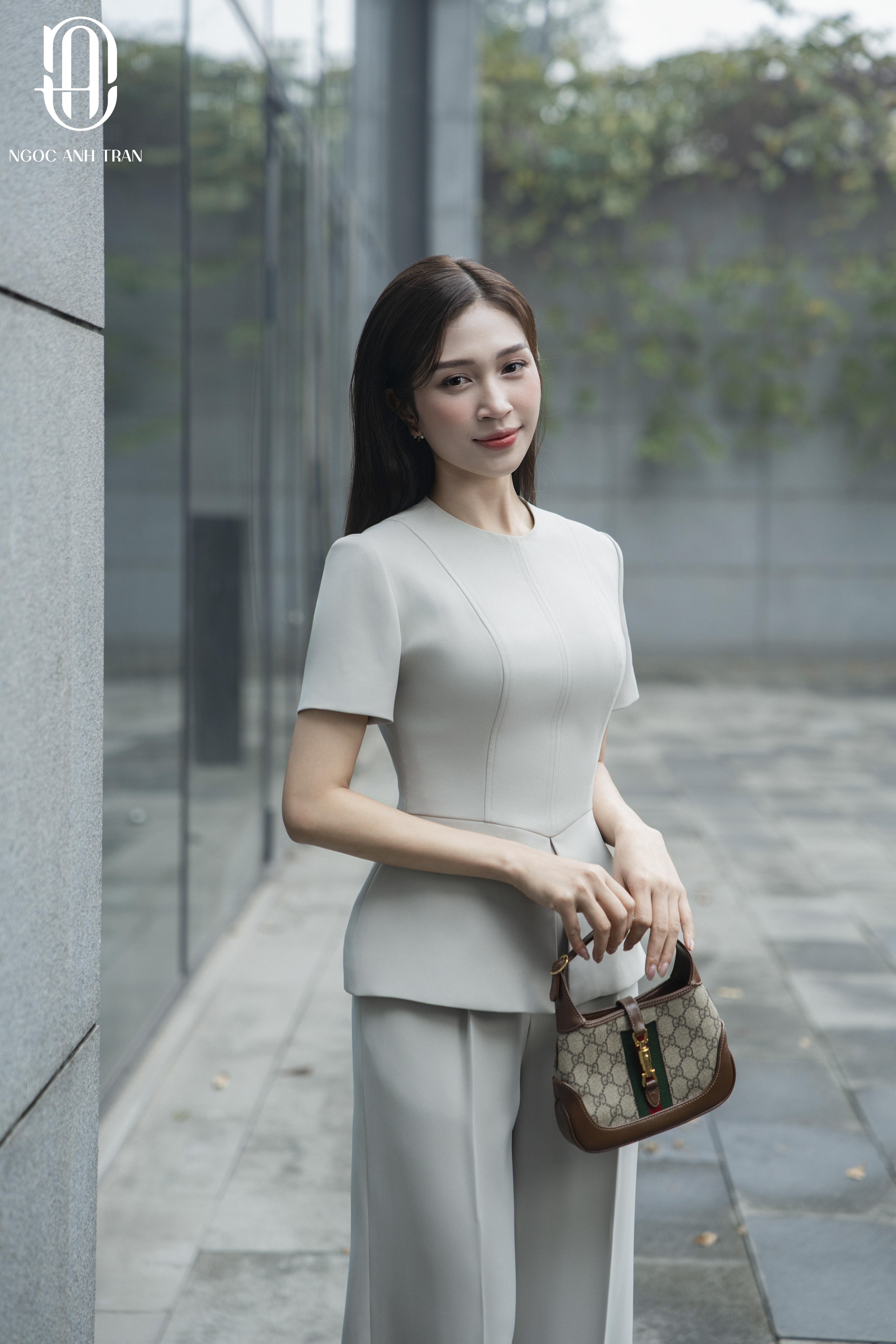 A162 - Set áo peplum quần suông màu xanh ghi_thumbnail_2