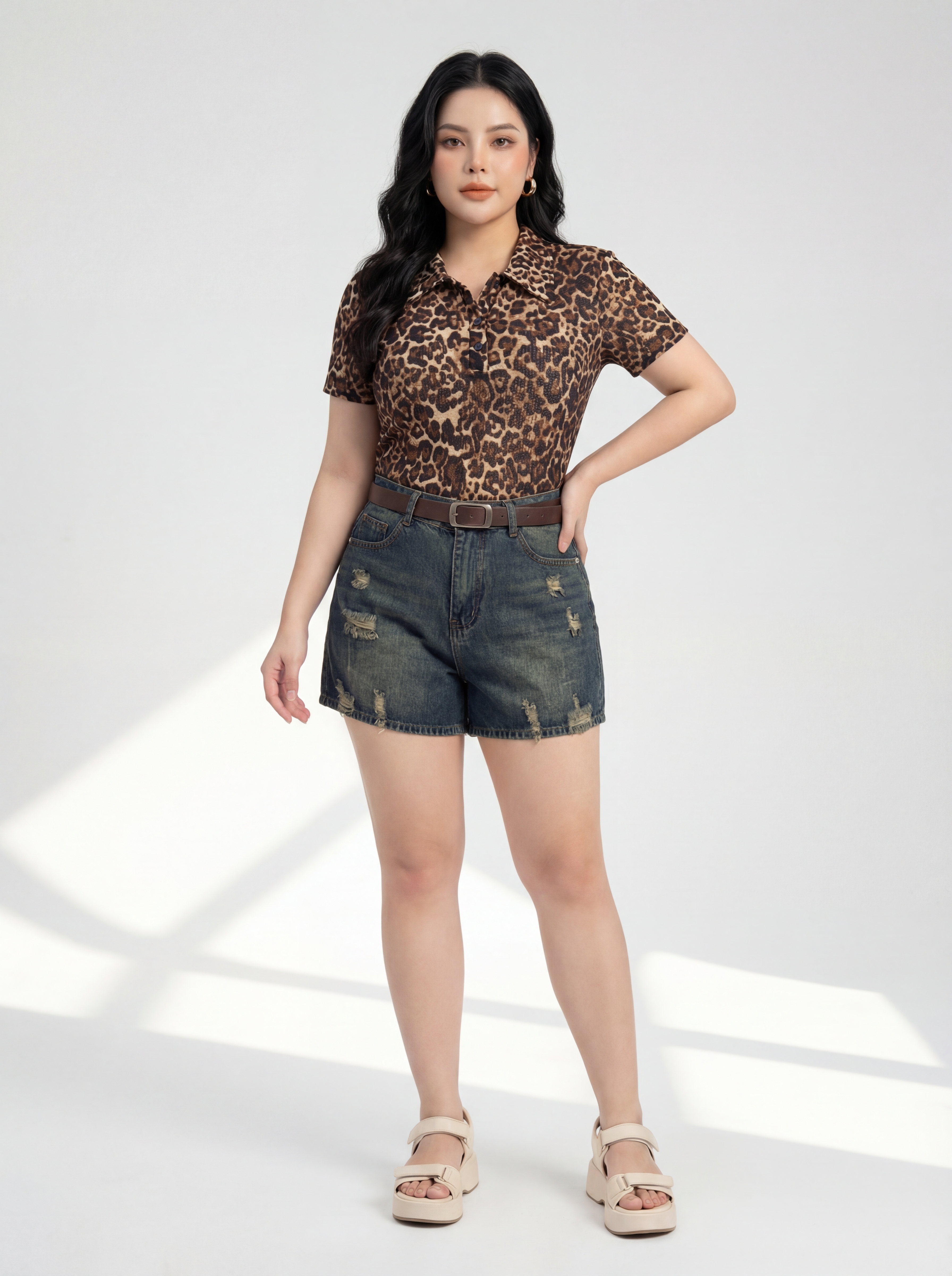 Quần short lửng rách kiểu bigsize QSJ51 dành cho nàng béo mập từ 55-90kg