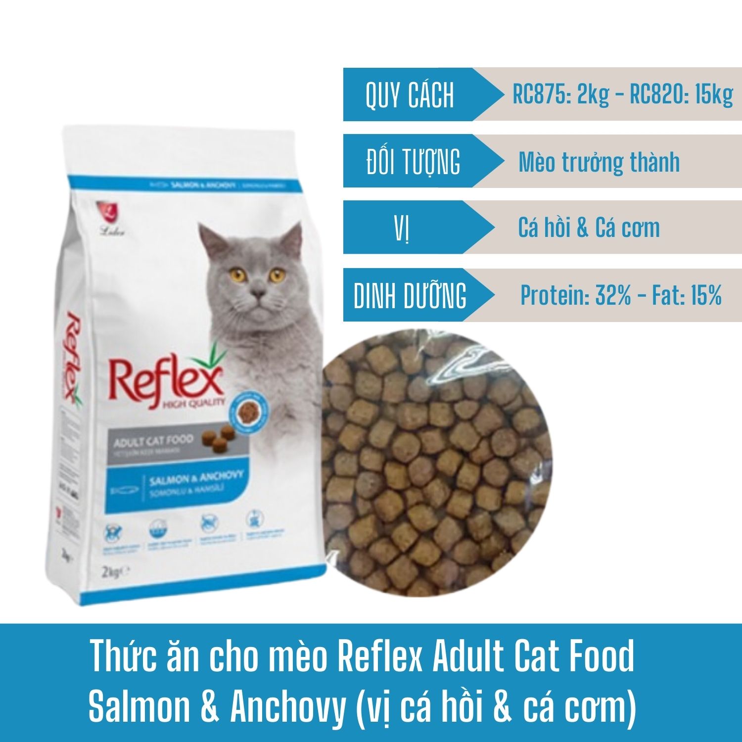 Thức ăn cho mèo Reflex Adult Cat Food Salmon & Anchovy (vị cá hồi & cá cơm) 2kg_thumbnail_1