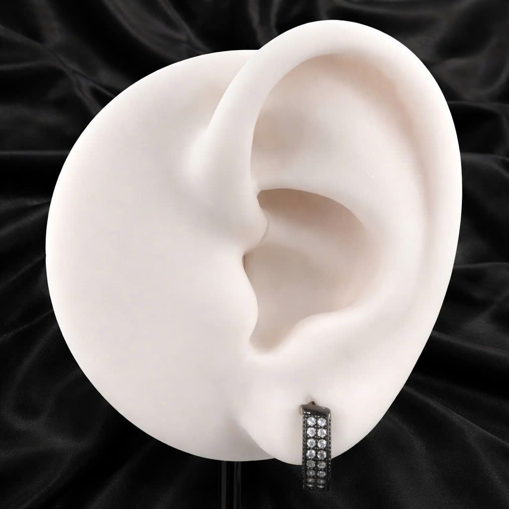 Khuyên vòng kiểu mạ điện đen 2 đá 8mm_thumbnail_2