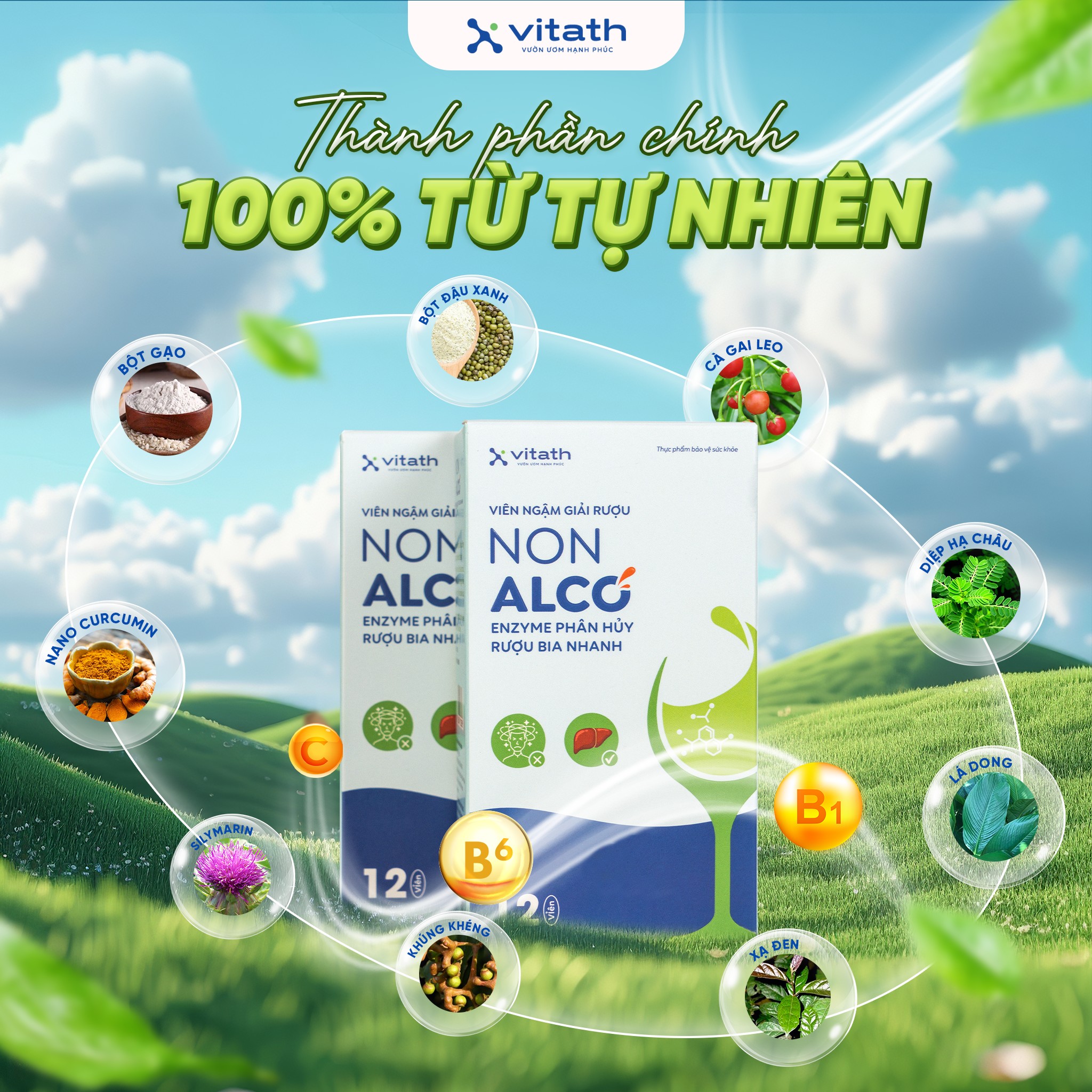 Giải rượu Non Alco VITATH, hỗ trợ tan 70% nồng độ cồn sau 40 phút sử dụng và giảm đau đầu chóng mặt_thumbnail_2