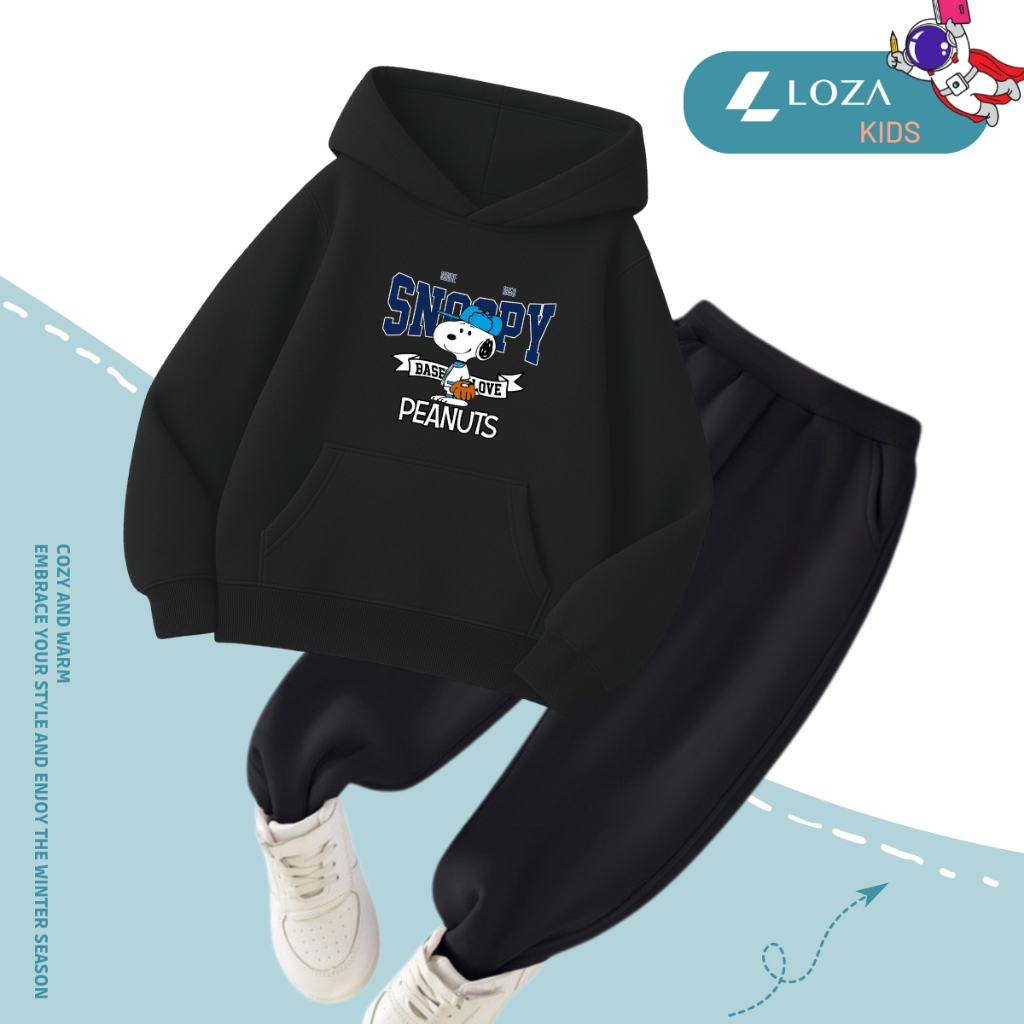 Set bộ nỉ Hoodie bé trai in hình SNOOPY - Loza Kids HB514 HB514