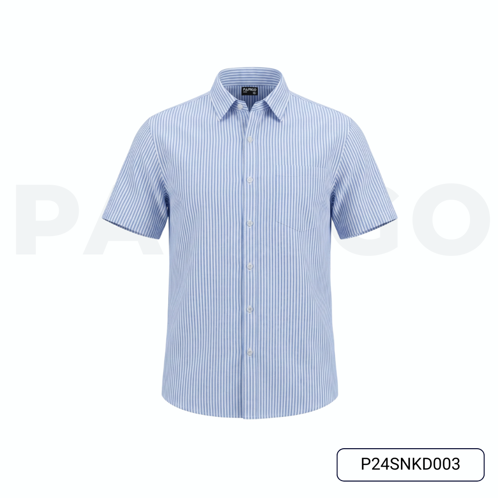 Áo sơ mi nam trung niên PAPAGO tay ngắn lai bầu kẻ sọc chất vải oxford - P24SNKD003_thumbnail_9