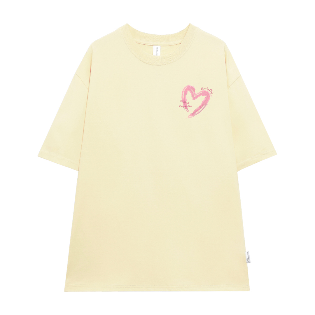 Áo thun cặp nam nữ trái tim form rộng 1941 Miucho cổ tròn vải 4c cotton 220gsm thoáng mát in mix_thumbnail_0