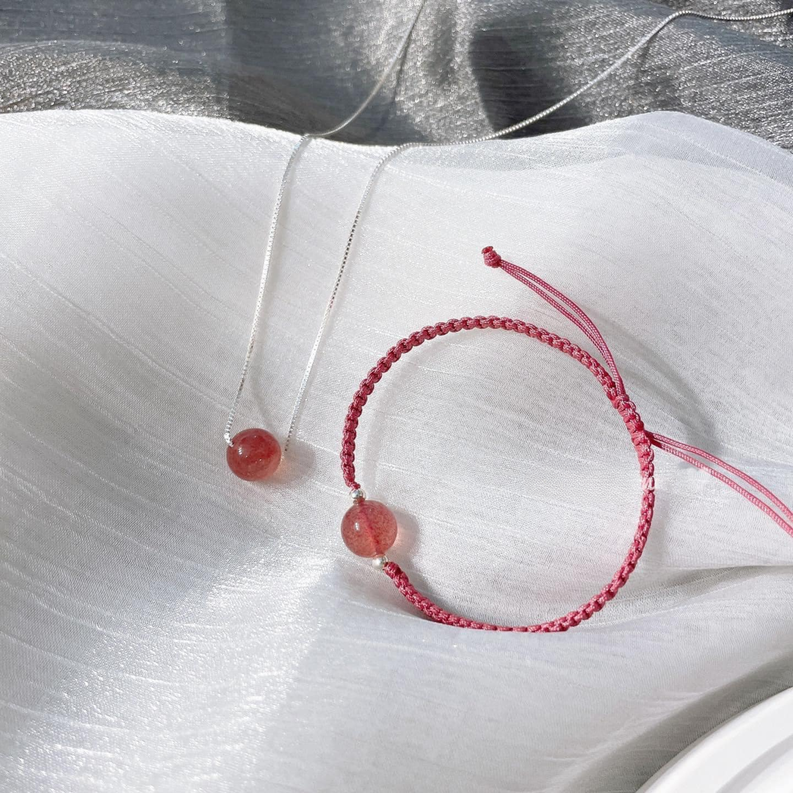 D245 - Dây chuyền đá Thạch anh dâu hồng_thumbnail_2