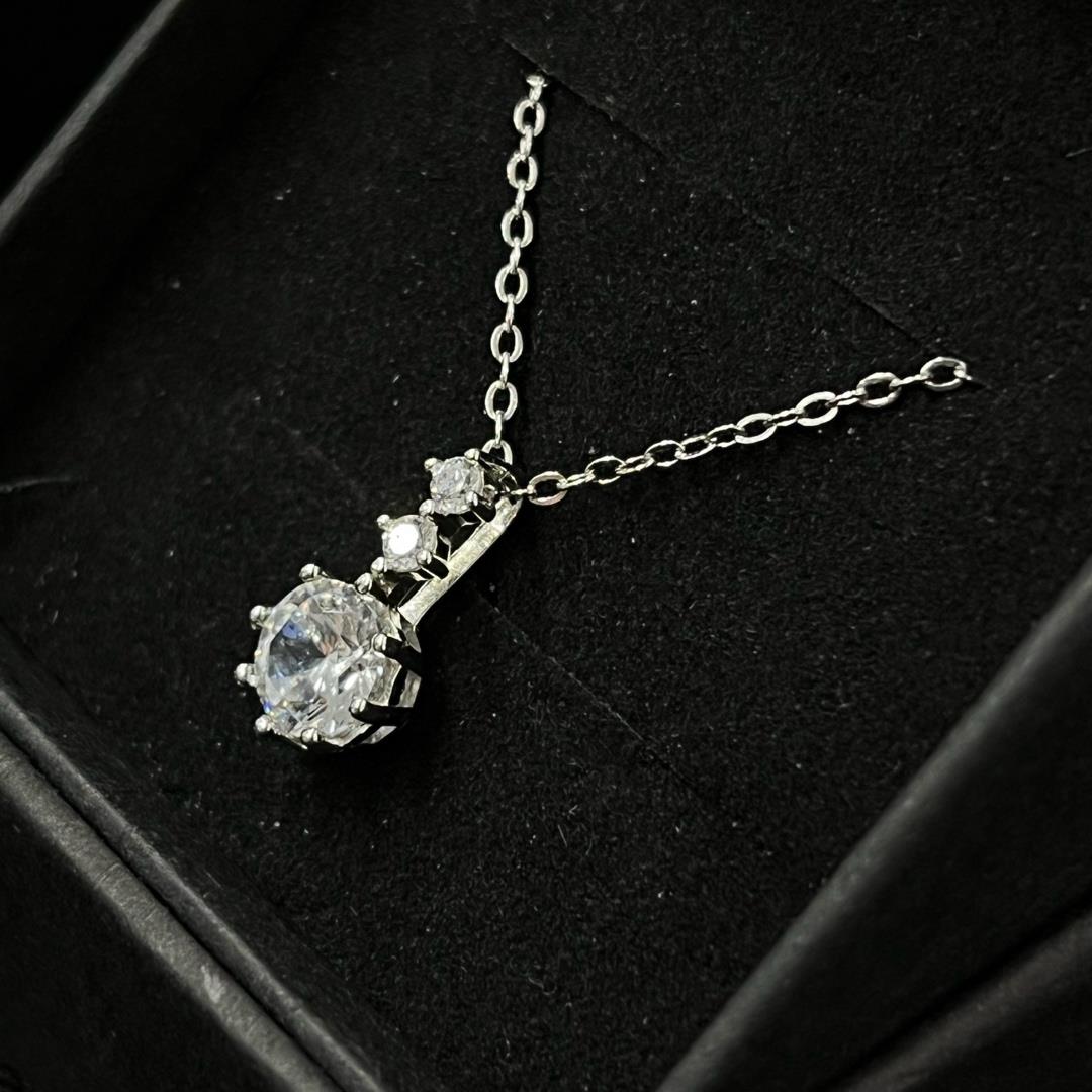 vòng cổ bạc ý xi kim mạ vàng trắng charm ba kim cương tròn_thumbnail_2