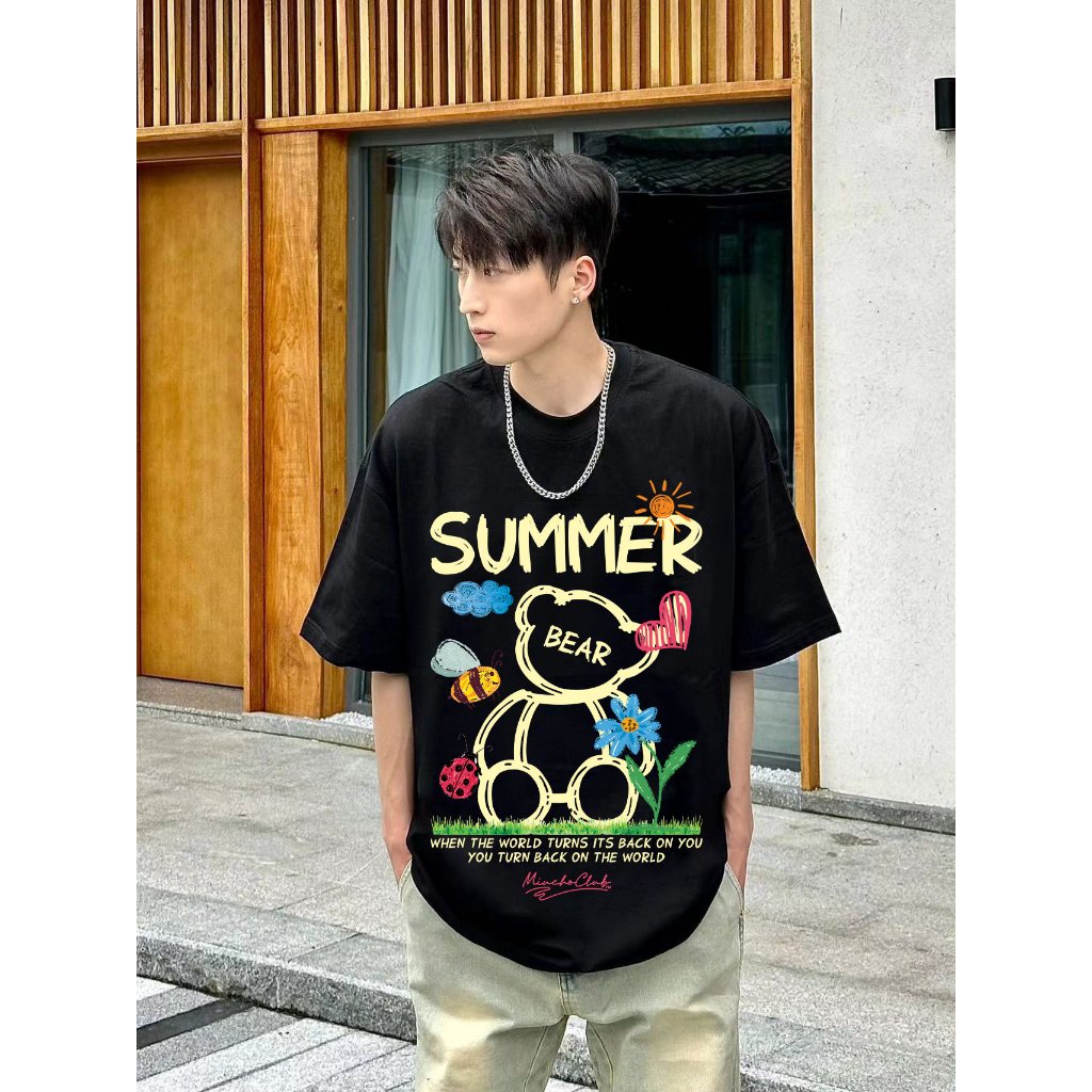 Áo thun nam form rộng local brand ATD1147 Miucho Man tay ngắn thoáng mát cổ tròn in mix BST hè biển_thumbnail_2