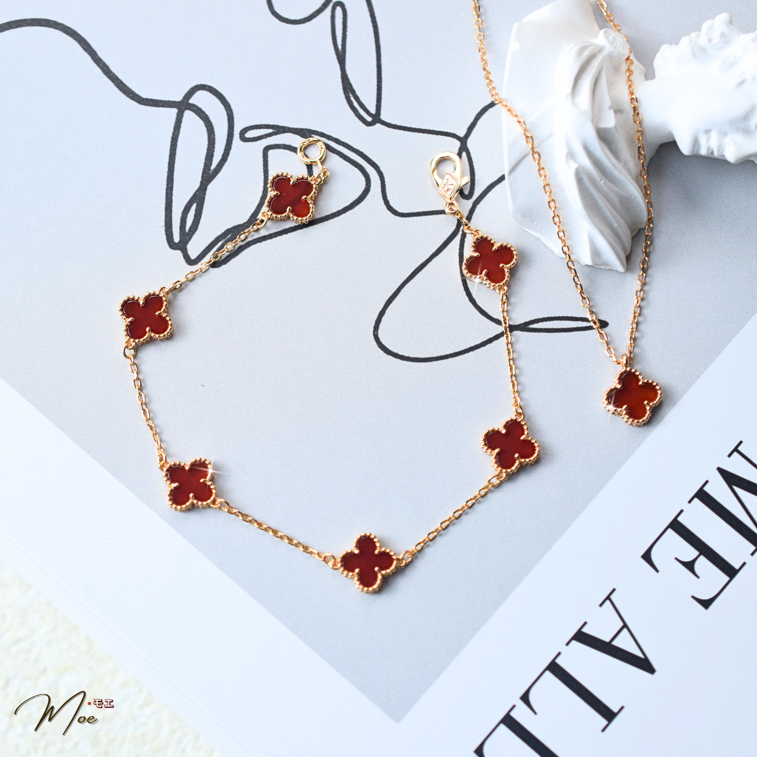 VD9 - VCA Dây chuyền đỏ 9mm xi vàng hồng