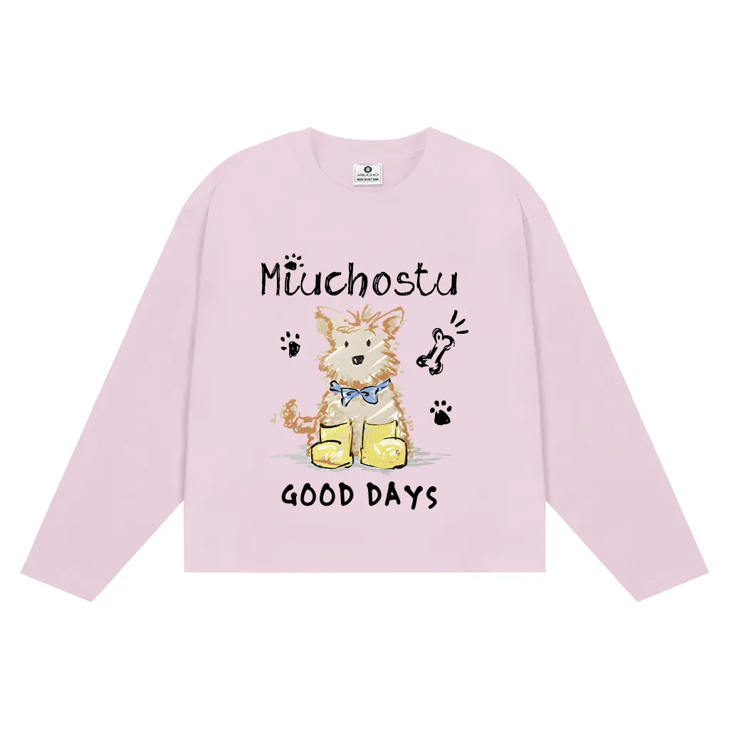 Áo thun tay dài form boxy Miucho vải cotton dày dặn thoáng mát Good days in mix 2800_thumbnail_13