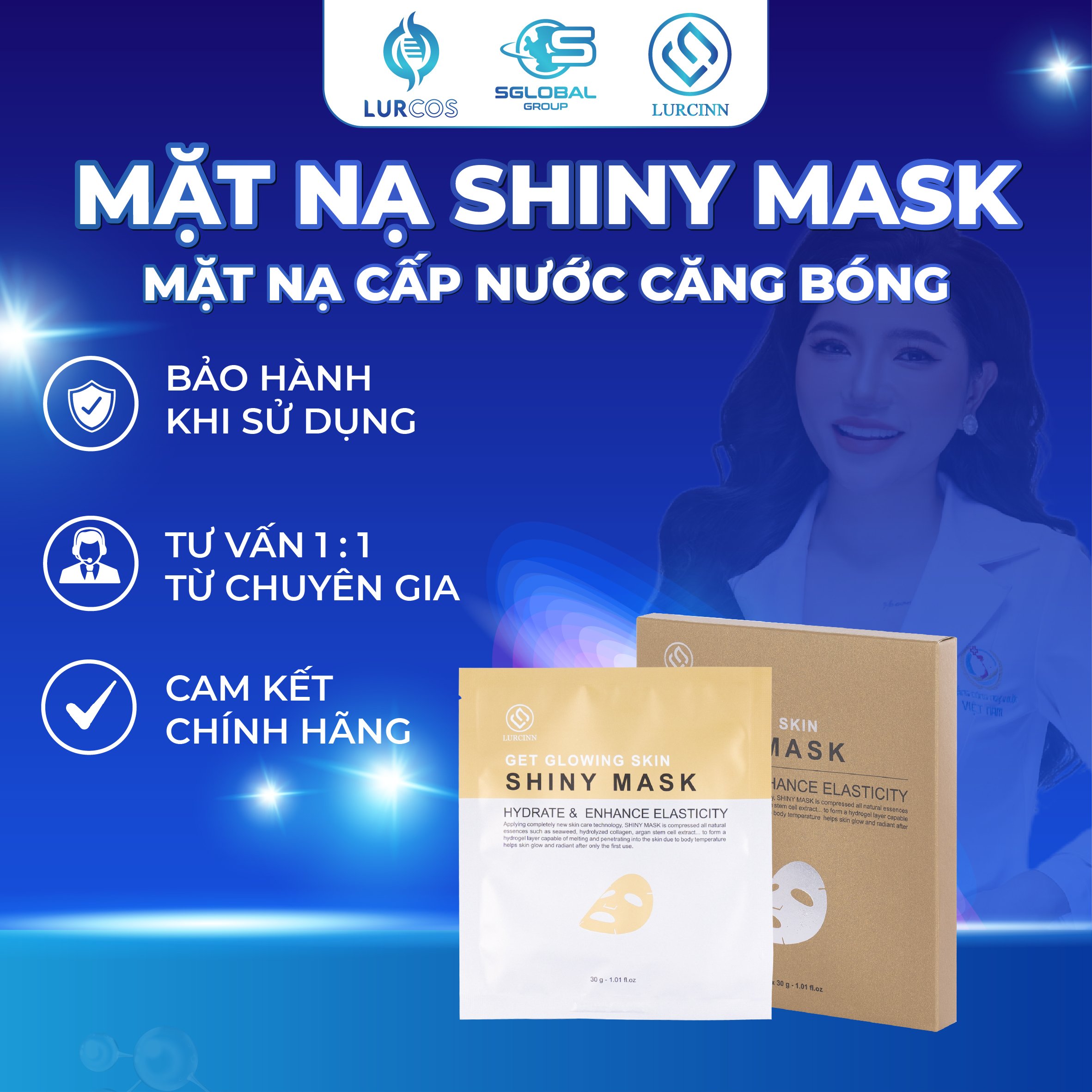 Mặt Nạ Thạch Cấp Nước Lurcinn Shinny Mask 3 Miếng