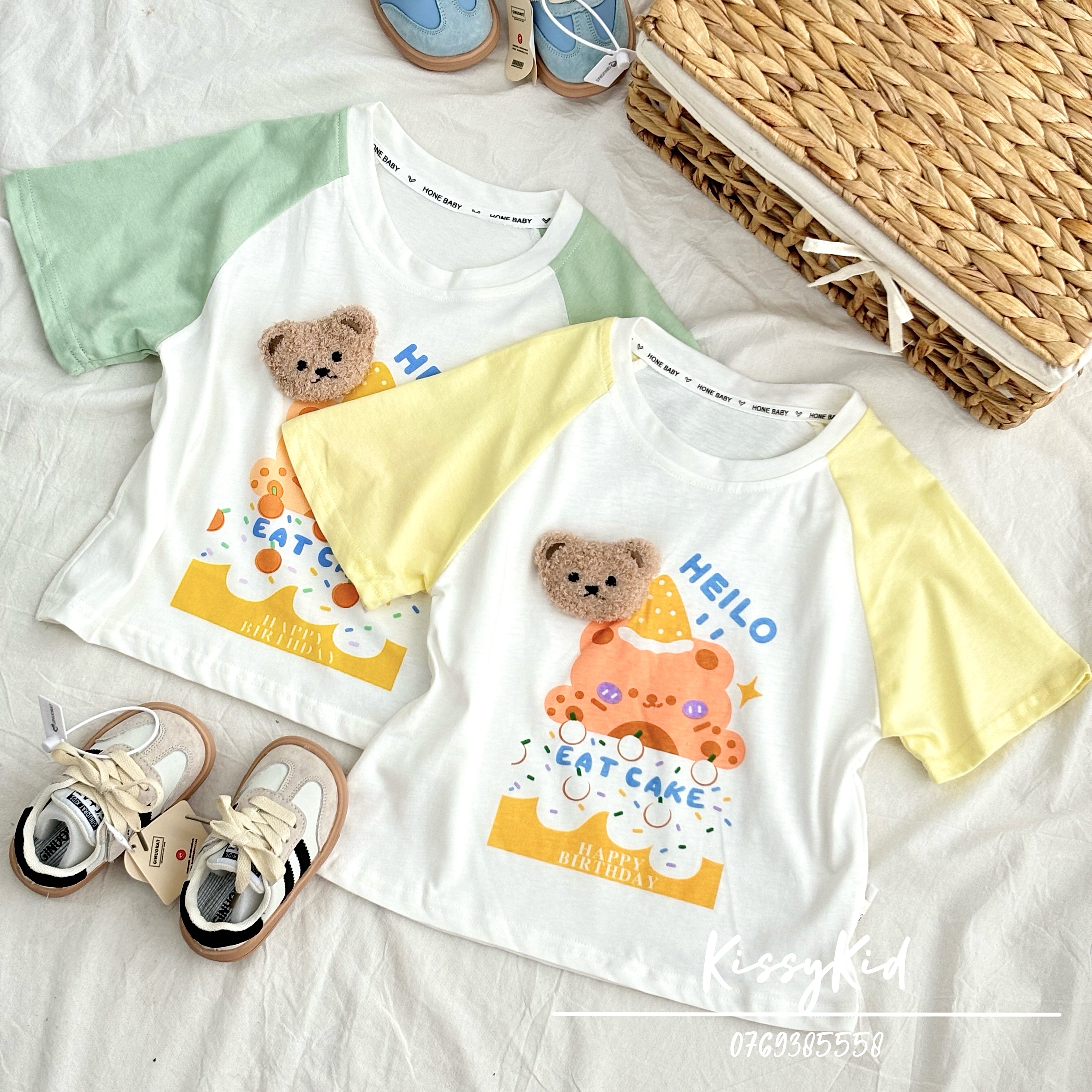 (A17) Áo thun mềm họa tiết con nổi siêu dễ thương 2 màu vàng, xanh QCCC mẫu hè 2025 cho bé gái_thumbnail_0