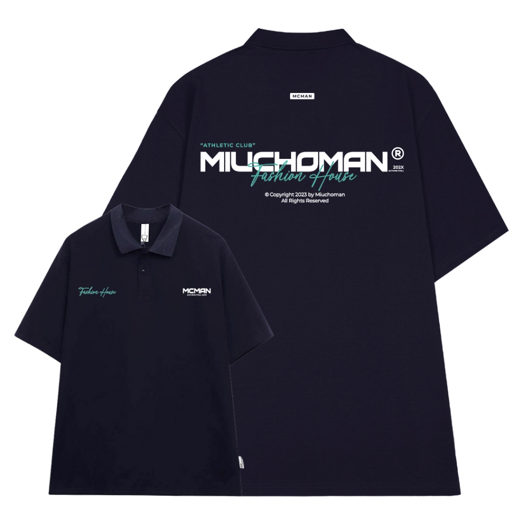 Polo nam đứng form tôn dáng PLD389 Miucho Man tay ngắn vải cotton Cổ trụ in basic_thumbnail_5