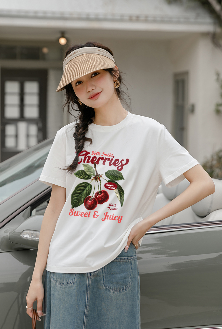 Áo thun nữ form vừa 2195 Miucho Chic vải cotton thoáng mát co giãn cổ tròn in mix_thumbnail_2