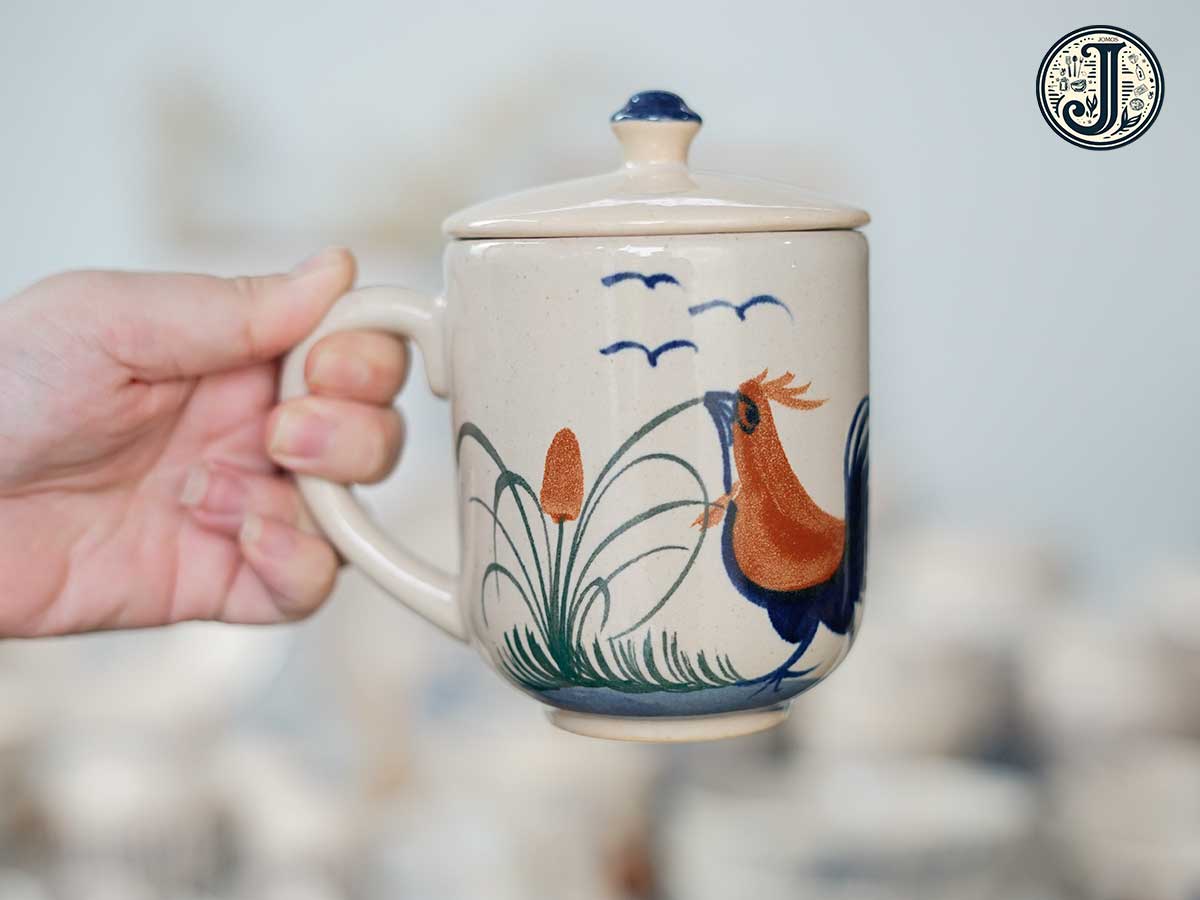 Ly gốm uống trà có nắp con gà J000311