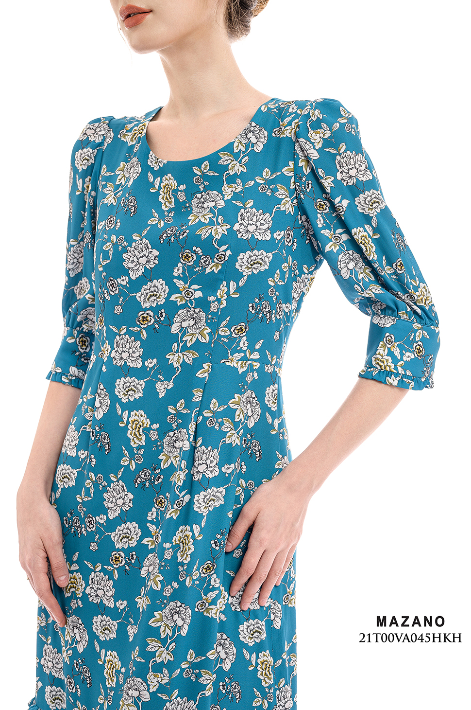 Đầm xanh họa tiết chân bèo cách điệu_thumbnail_5