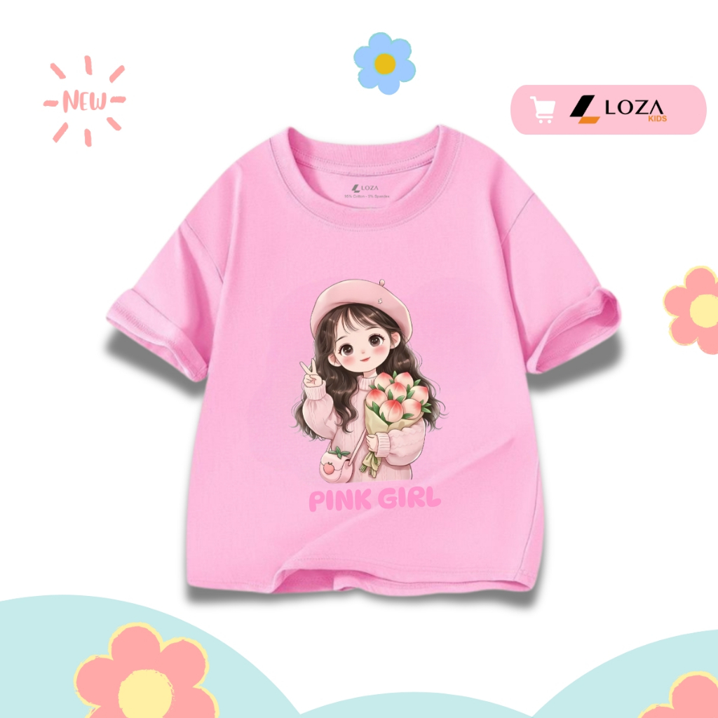 Áo thun bé gái in hình 'Cô gái ôm hoa' nhiều mẫu - Loza Kids AT063_thumbnail_2