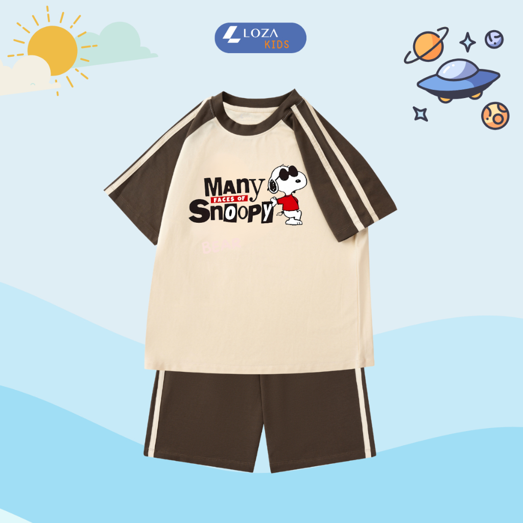 Đồ bộ trẻ em phối viền hình cún Snoopy - Loza Kids BF259_thumbnail_1