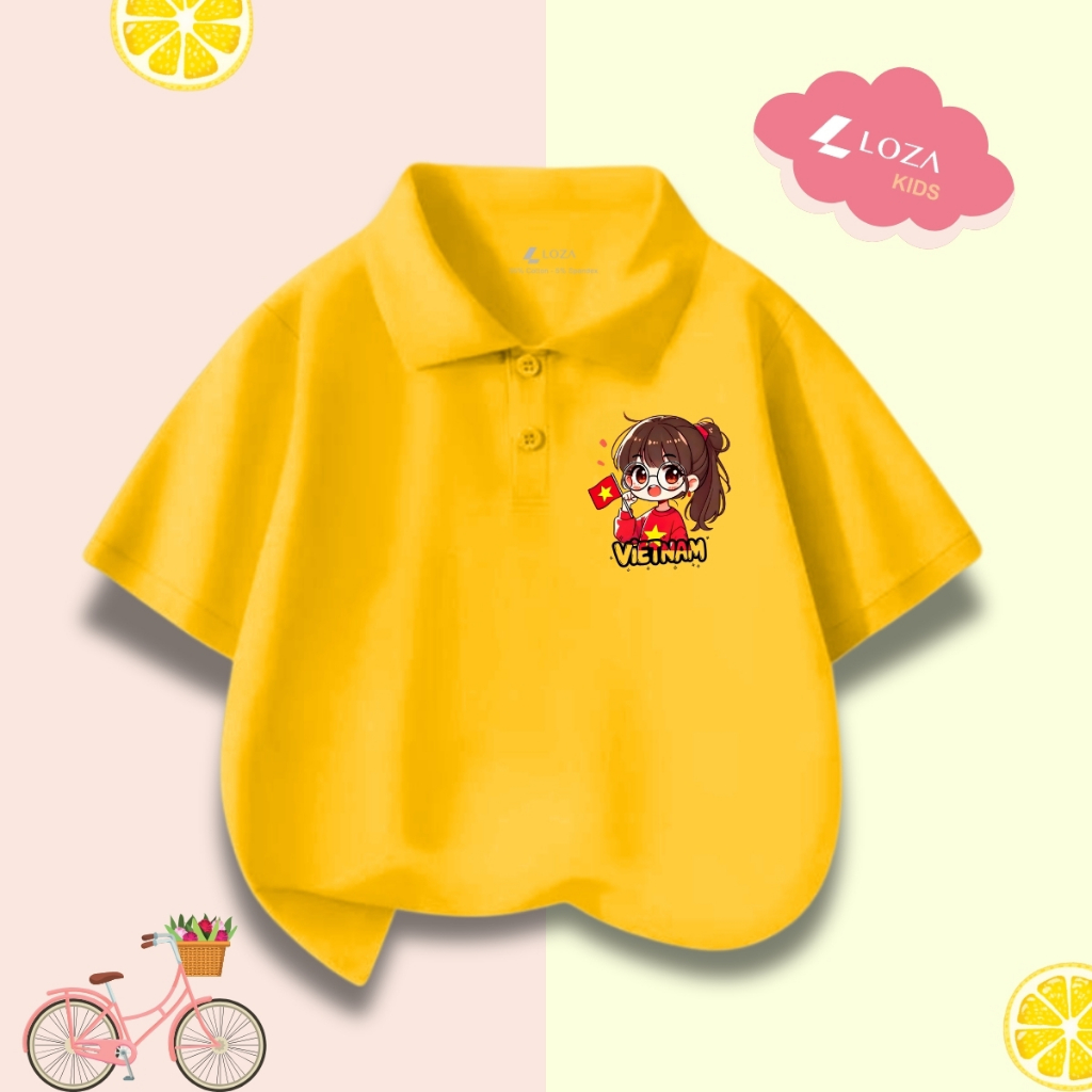 Áo polo trẻ em in hình 