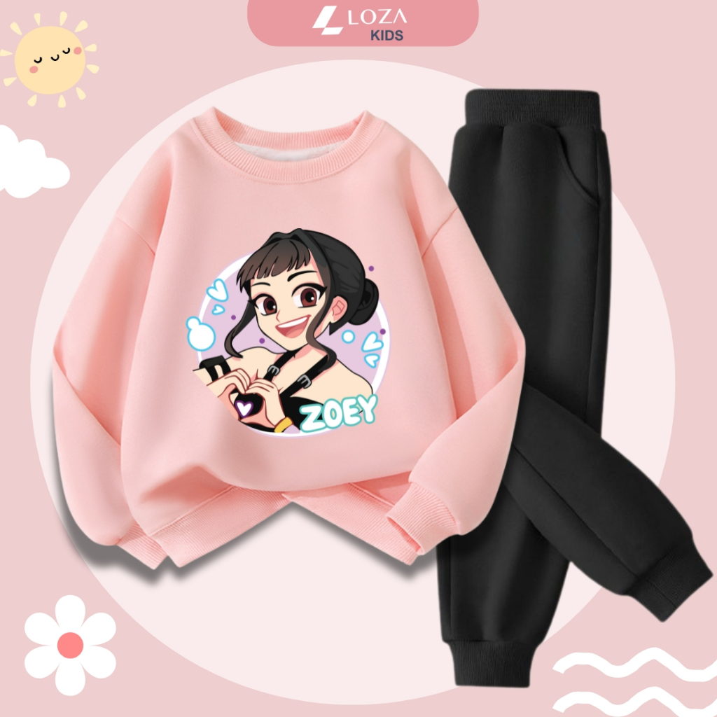 Set bộ nỉ bé gái in hình nhóm nhạc Huntrix - Loza Kids BI546