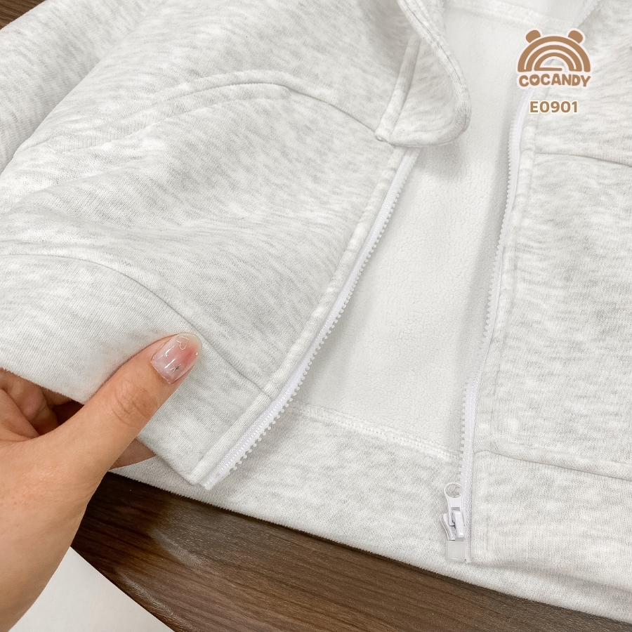 Áo dài nỉ XÁM hoodie zip_thumbnail_6