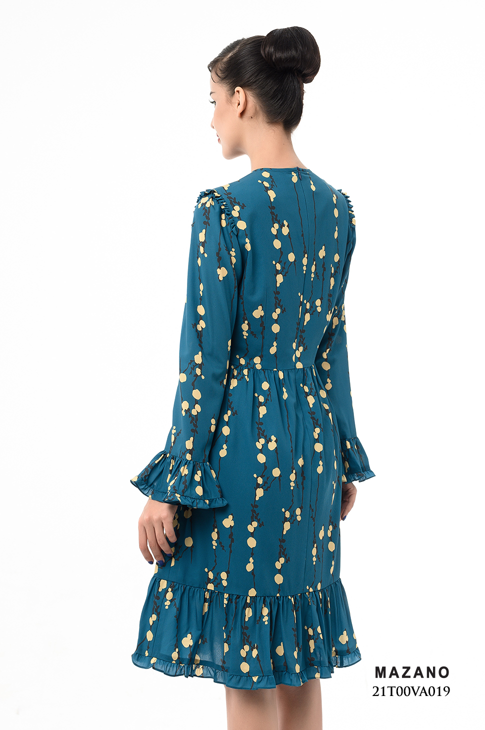 Đầm xanh họa tiết tay loe_thumbnail_2