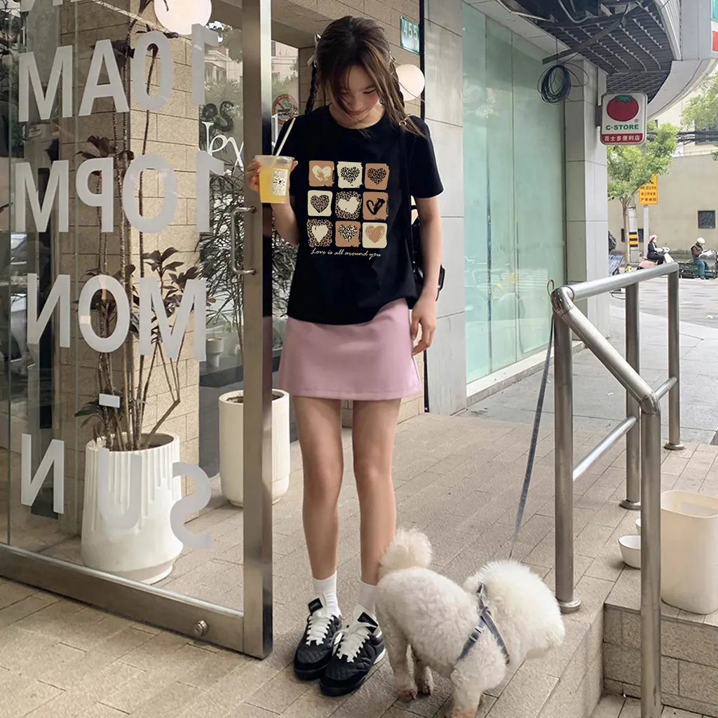 Áo thun nữ form vừa hình tim dễ thương 2537 Miucho Chic vải cotton thoáng mát thấm hút mồ hôi tốt_thumbnail_5