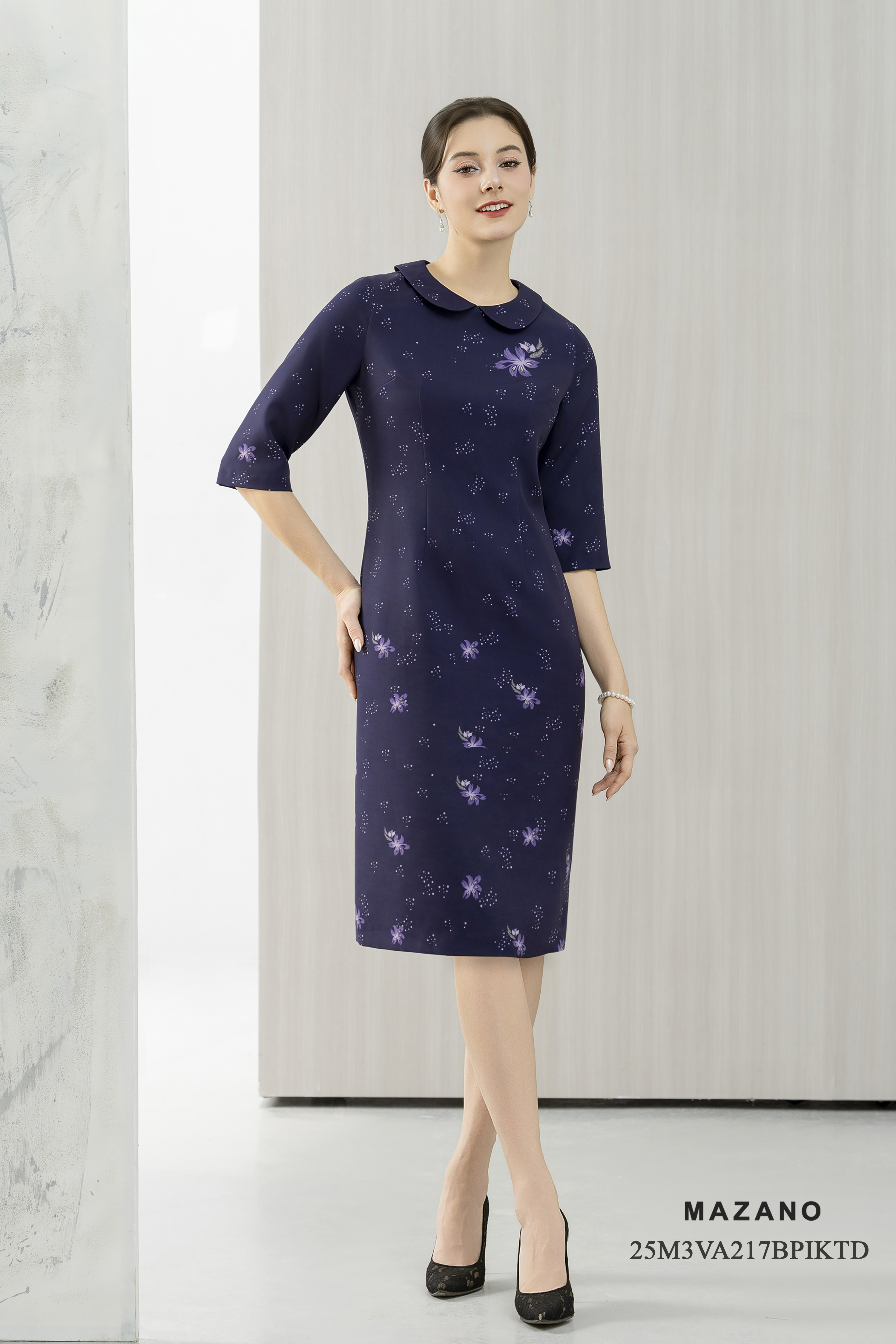 Váy Đầm suông  Vải thô  Cổ nằm cách điệu Tay lỡ Dài tới bắp_thumbnail_3