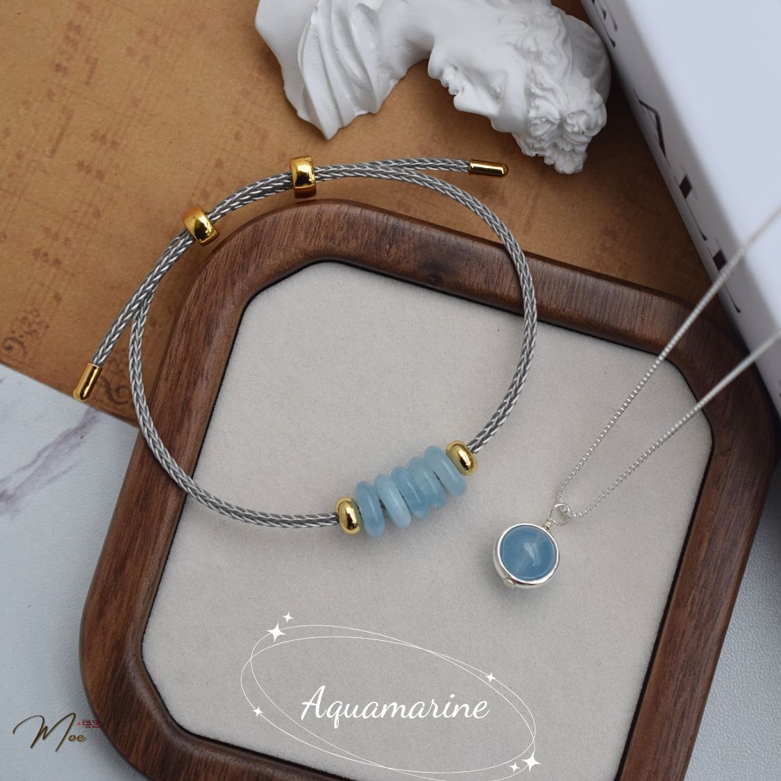 C70 - Combo dây chuyền & lắc tay đá phong thủy tự nhiên