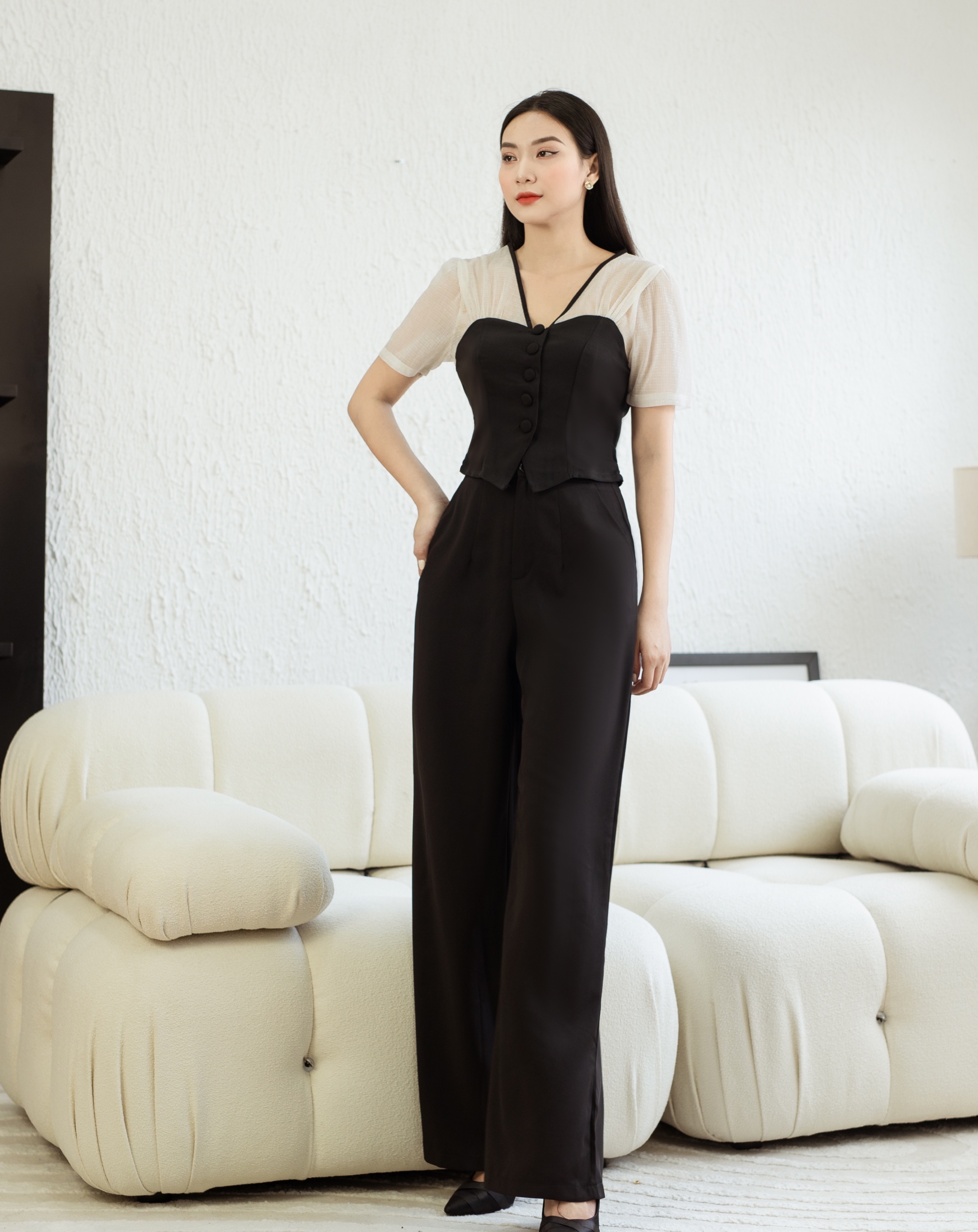 Set bộ áo kiểu cổ điển quần ống rộng_thumbnail_6