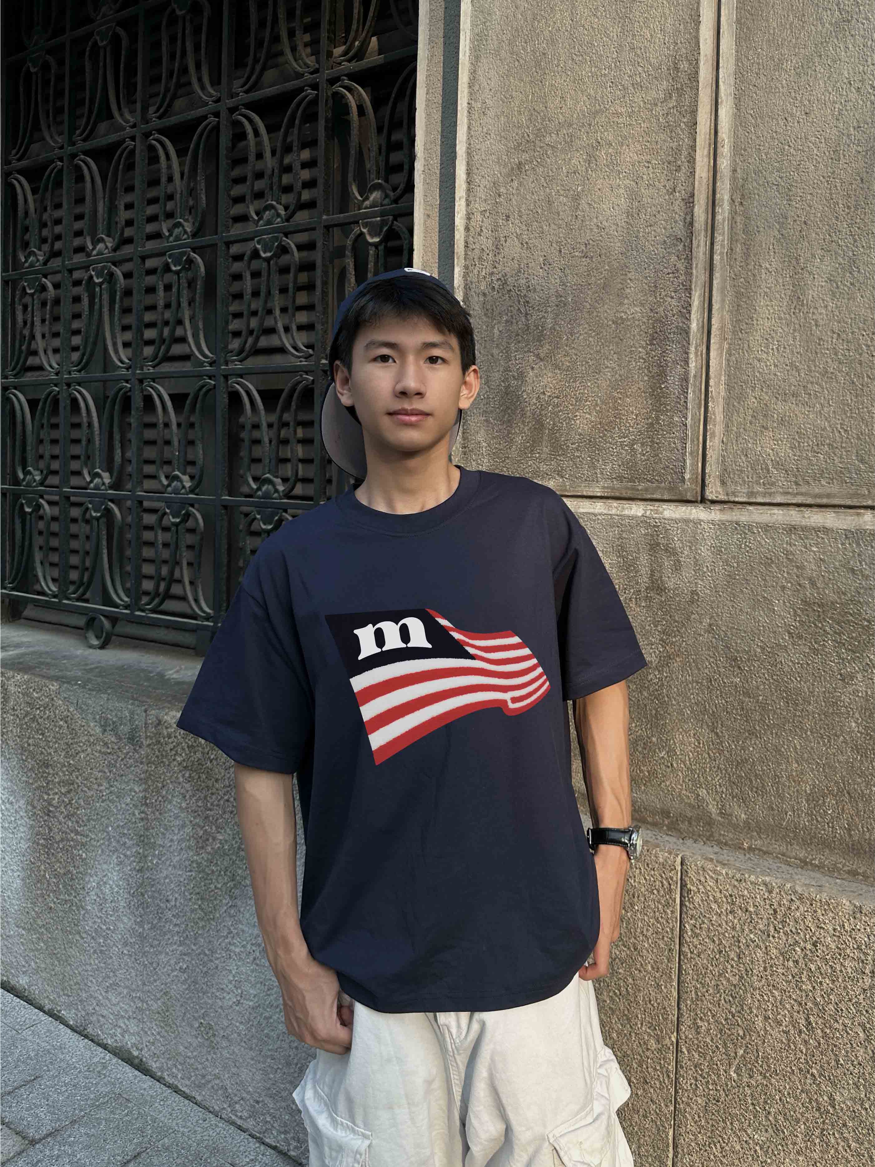 Áo thun nam form boxy AXD2415 Miucho Club vải cotton 2 chiều thoáng mát cổ tròn in mix_thumbnail_2