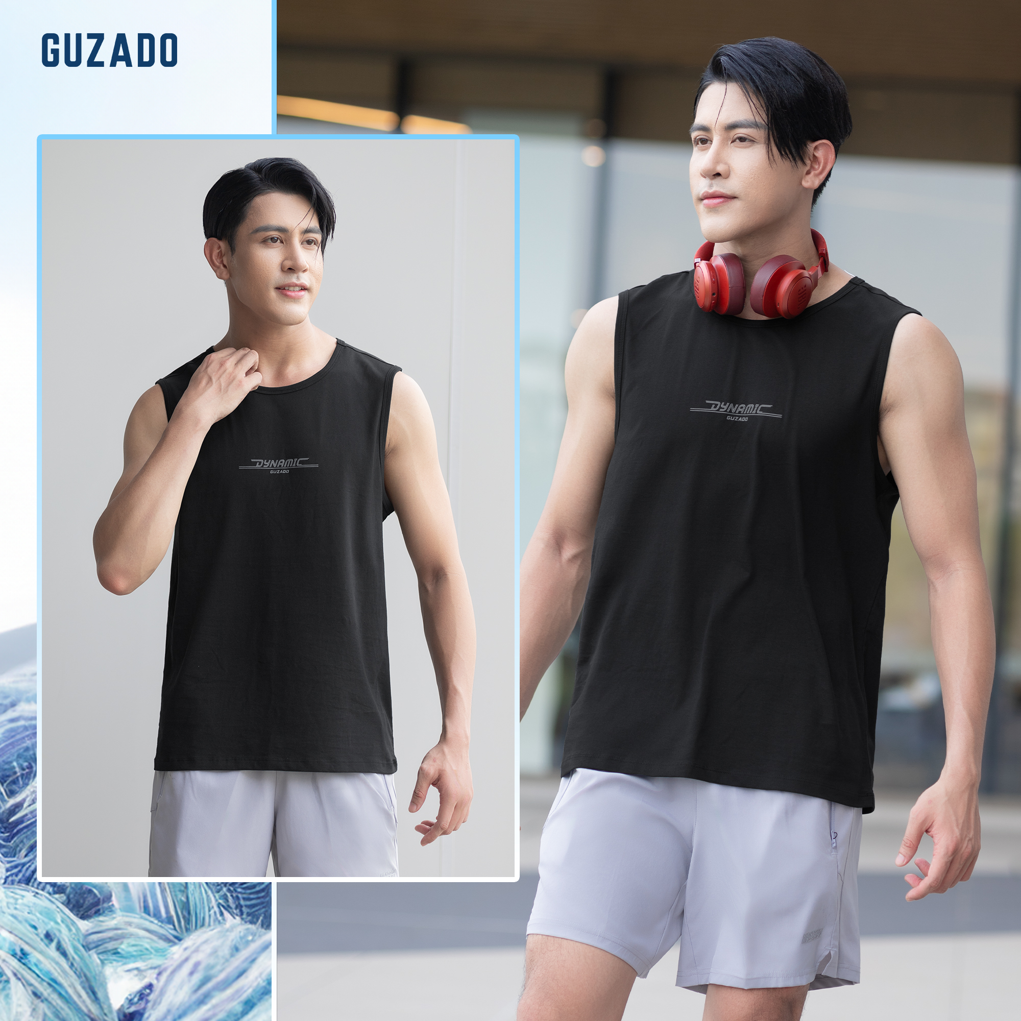 Áo Tanktop Nam GUZADO Ba Lỗ Trơn, Thể Thao GTT02