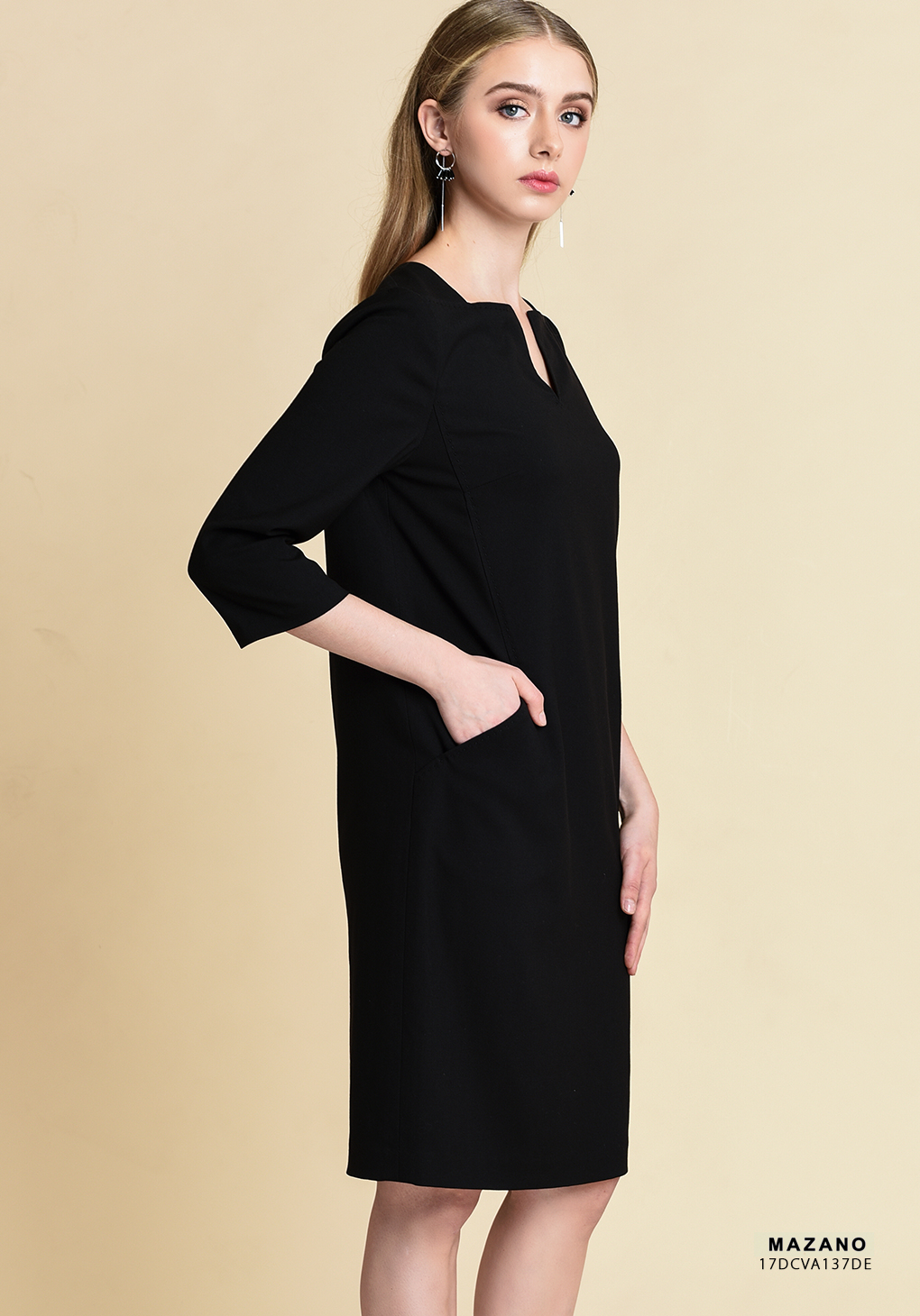 Váy đen phối túi cổ V_thumbnail_2