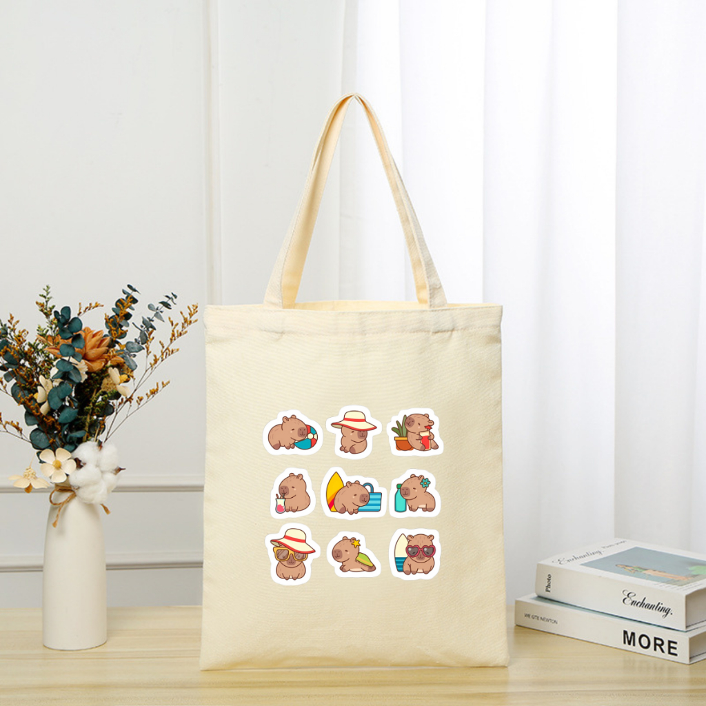 Túi tote vải canvas hình Gấu, Capybara có khoá kéo và ngăn phụ, đi học đi chơi - 𝐖𝐞 𝐓𝐞𝐞 TOTE02_thumbnail_21