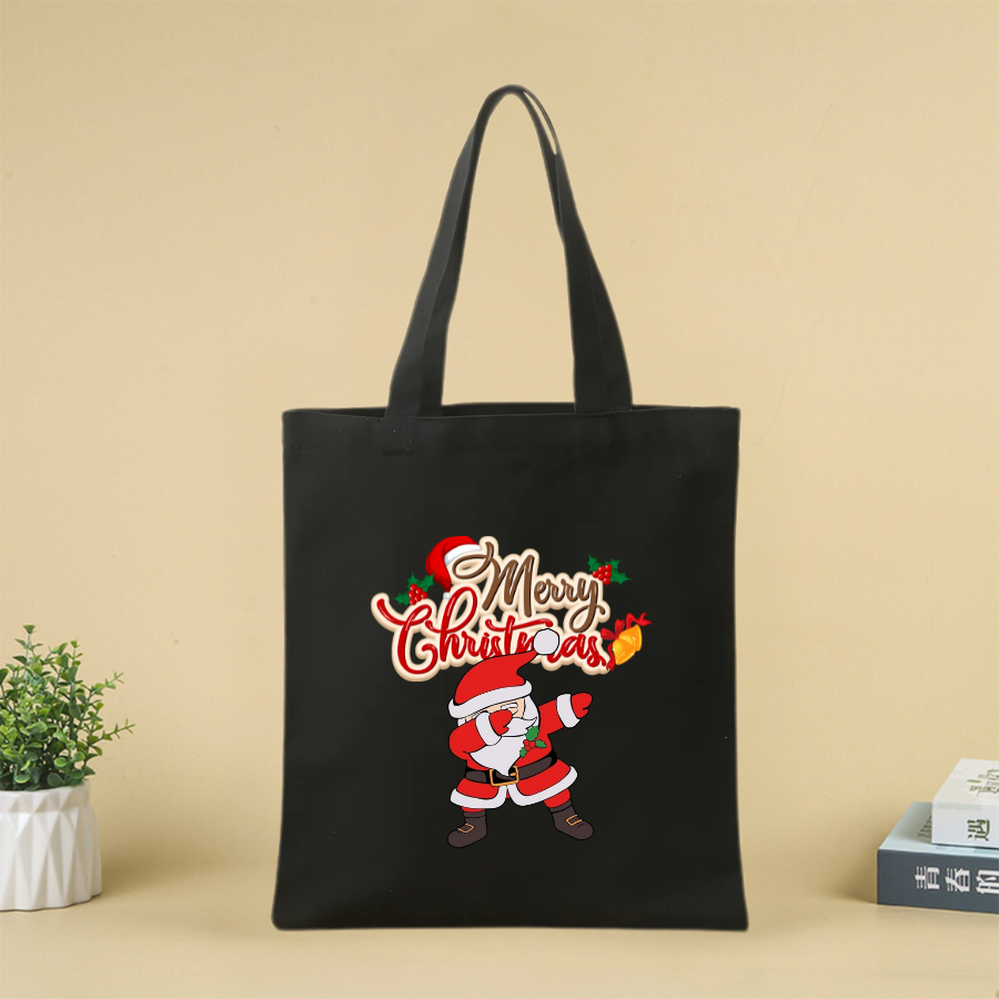 Túi vải canvas hình ông già Noel và người tuyết, có khoá kéo và ngăn phụ - 𝐖𝐞 𝐓𝐞𝐞 TOTE06_thumbnail_4