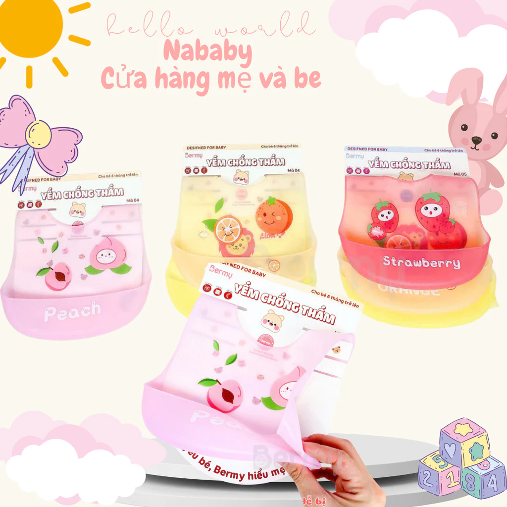 Yếm Silicon nhiều màu Bermy