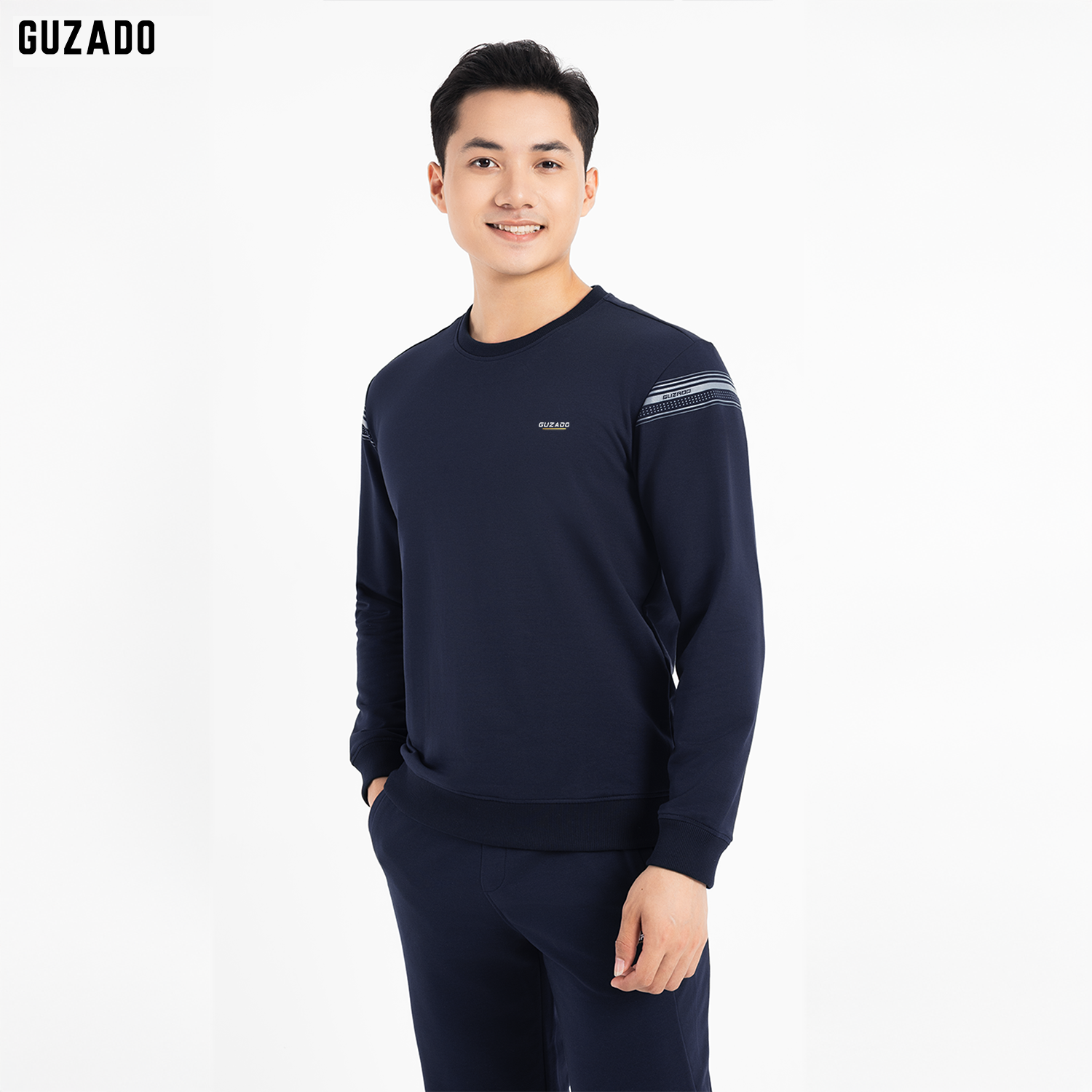 Bộ Quần Áo Nỉ Da Cá Nam GUZADO Mẫu Phối Sọc Premium GBN03_thumbnail_6