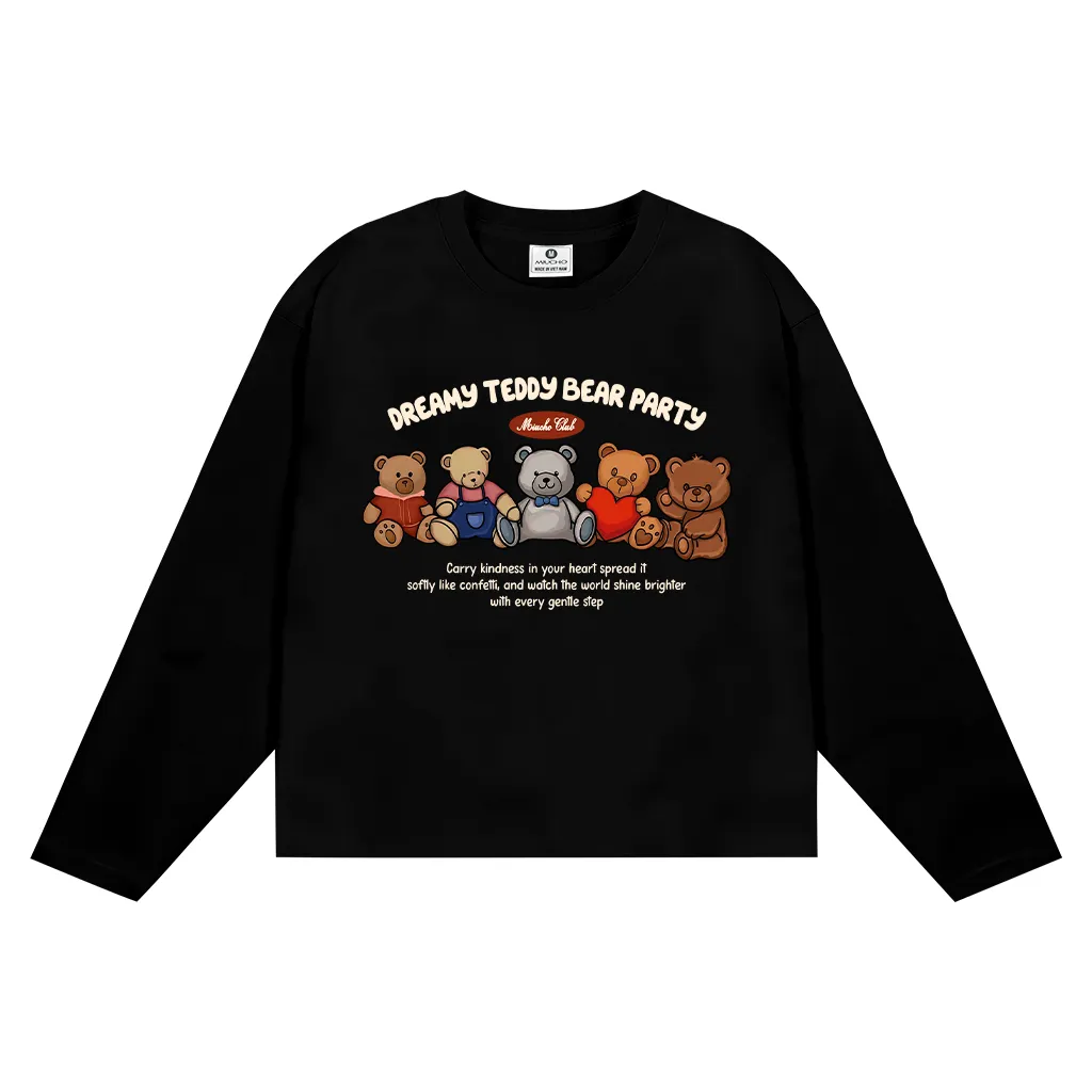 Áo thun boxy tay dài Miucho cotton 2 chiều thoáng mát cổ tròn chuẩn form hình gấu in mix 2663_thumbnail_7