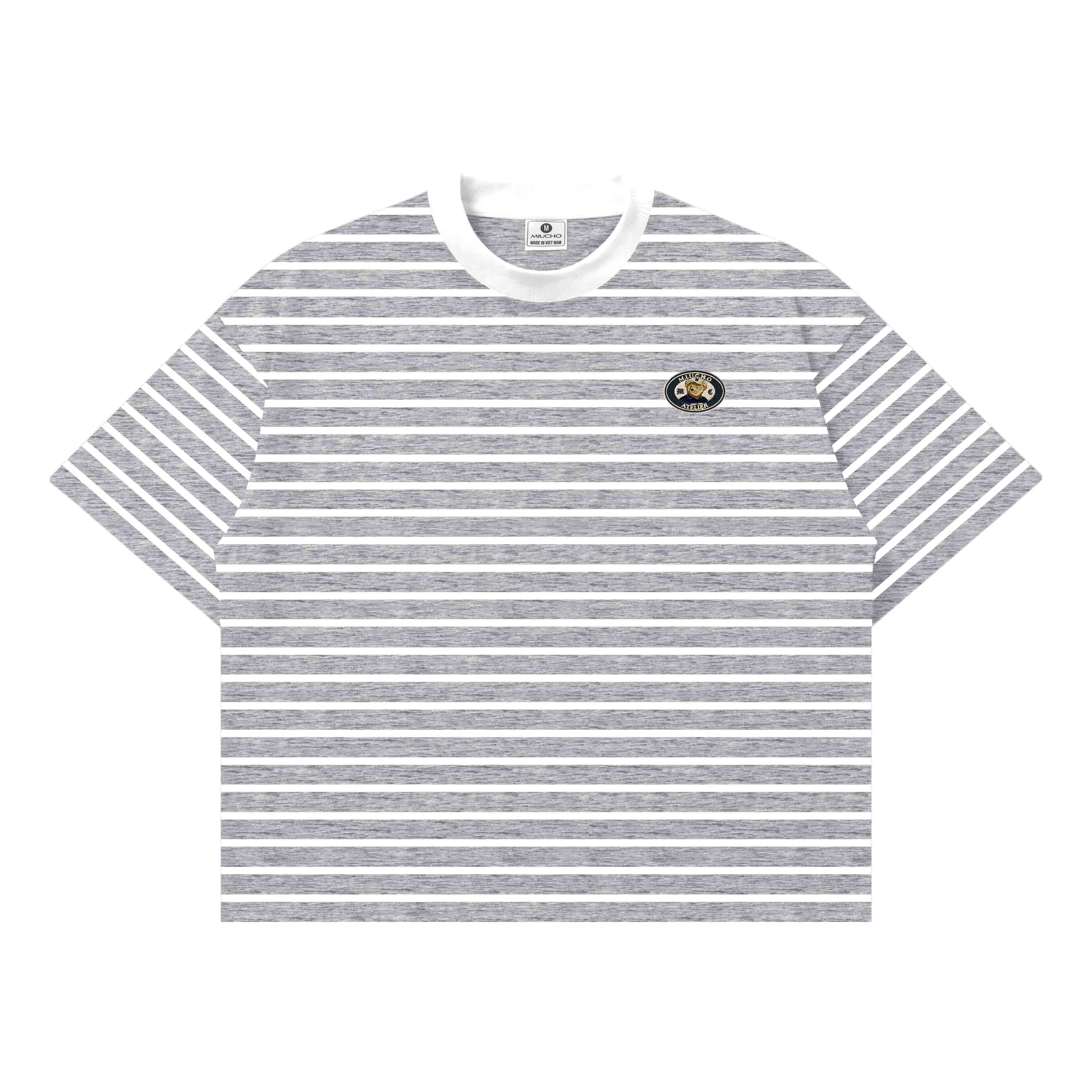 Áo thun form boxy Miucho thun borip dày dặn thoáng mát hình in basic kẻ sọc mix màu 2719_thumbnail_9