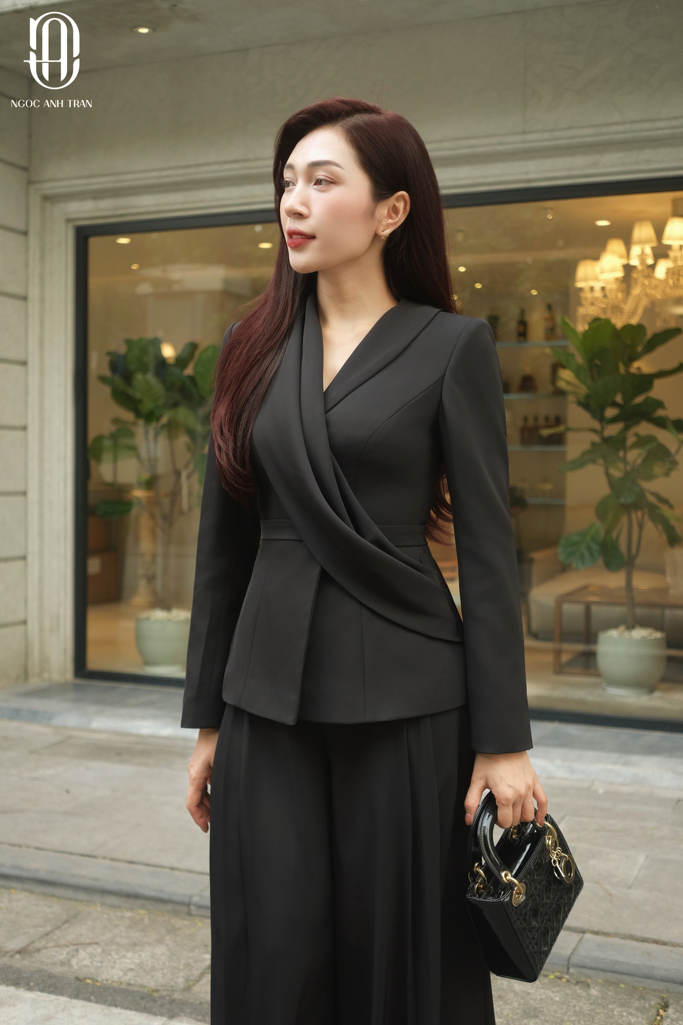 SET V057 BLACK - Set áo vest khăn đen phối quần suông_thumbnail_2