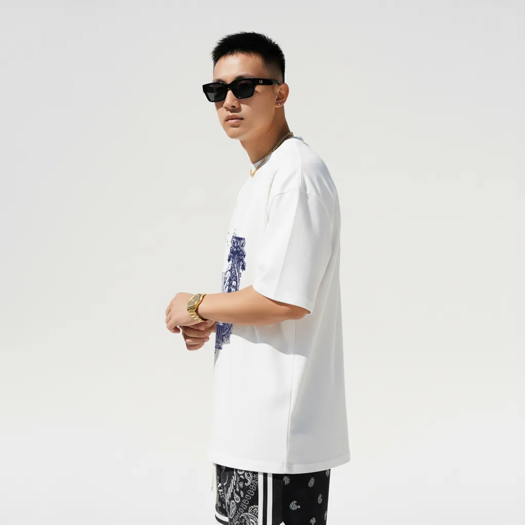 Áo phông form rộng nam tính Miucho Iconic vải cotton thoáng mát dày dặn chữ U in artwork 2766_thumbnail_8