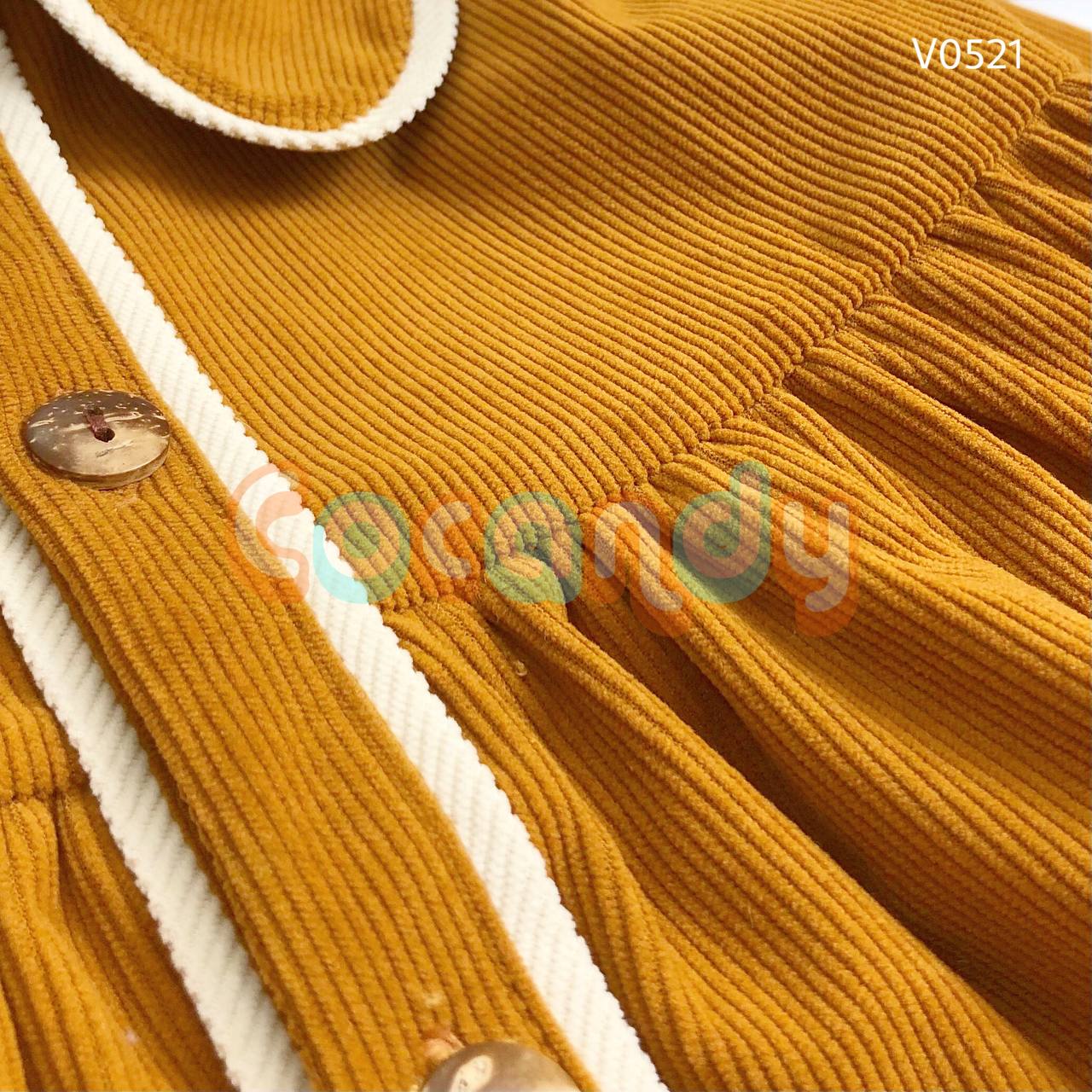 Váy dài nhung VÀNG phối viền TRẮNG_thumbnail_3