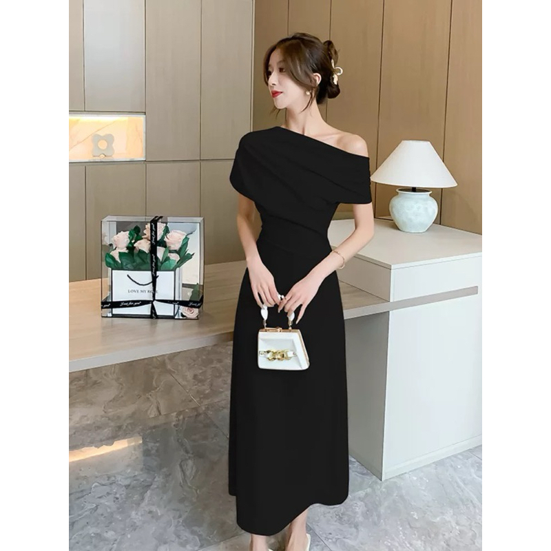 Đầm body lệch vai dáng dài màu kem, váy dự tiệc sang chảnh Logastore_L195_thumbnail_5