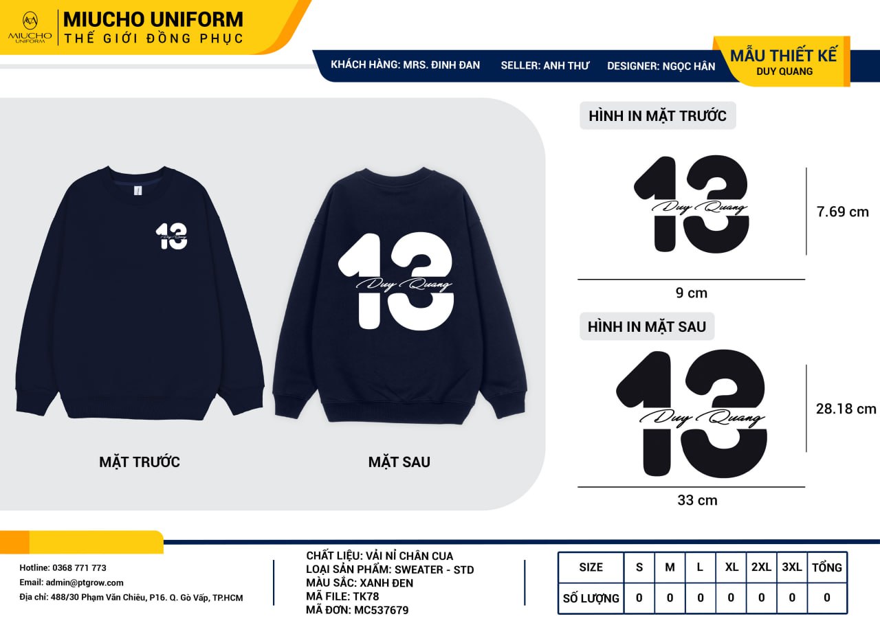 Áo sweater thiết kế như yêu cầu TK78