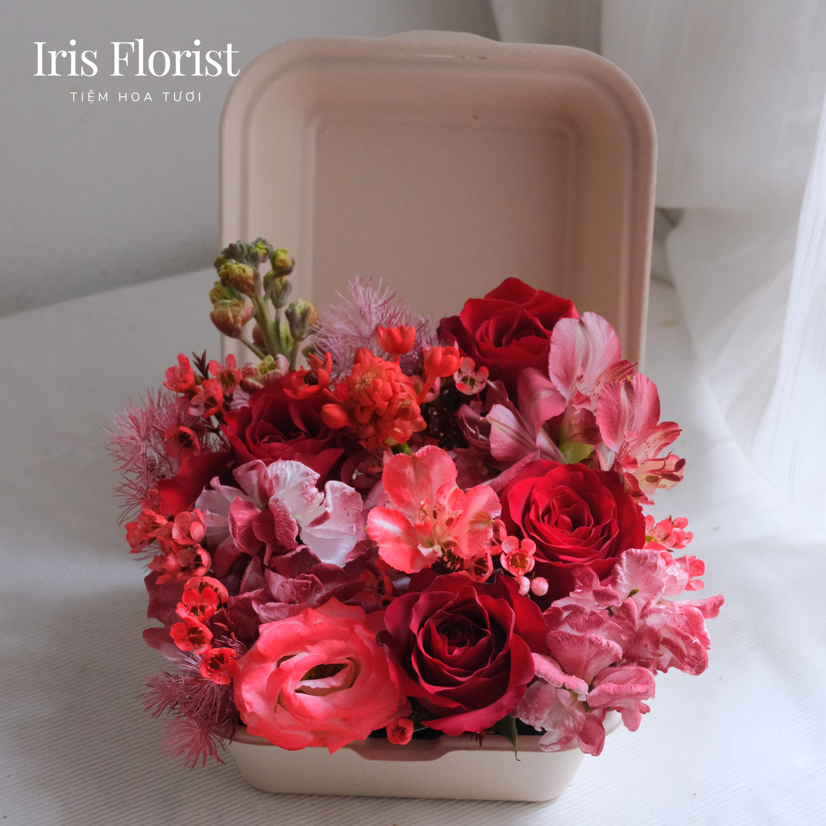 Hộp hoa Bento (Màu: Hồng/ Trắng/ Xanh/ Cam/ Đỏ)_thumbnail_3