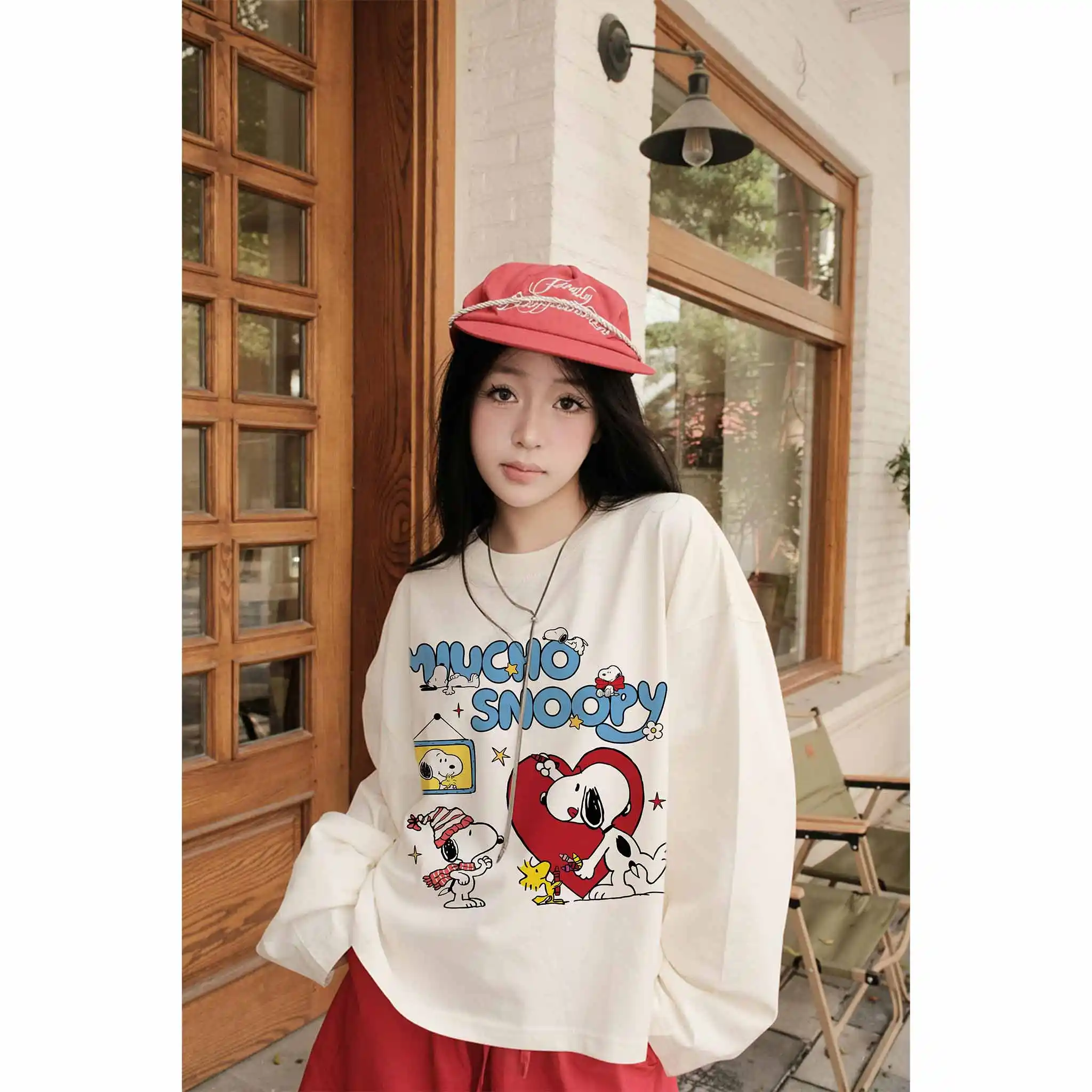 Áo thun boxy nam nữ Miucho vải cotton dày dặn thoáng mát tay dài chuẩn form Snoopy in mix 2772_thumbnail_8