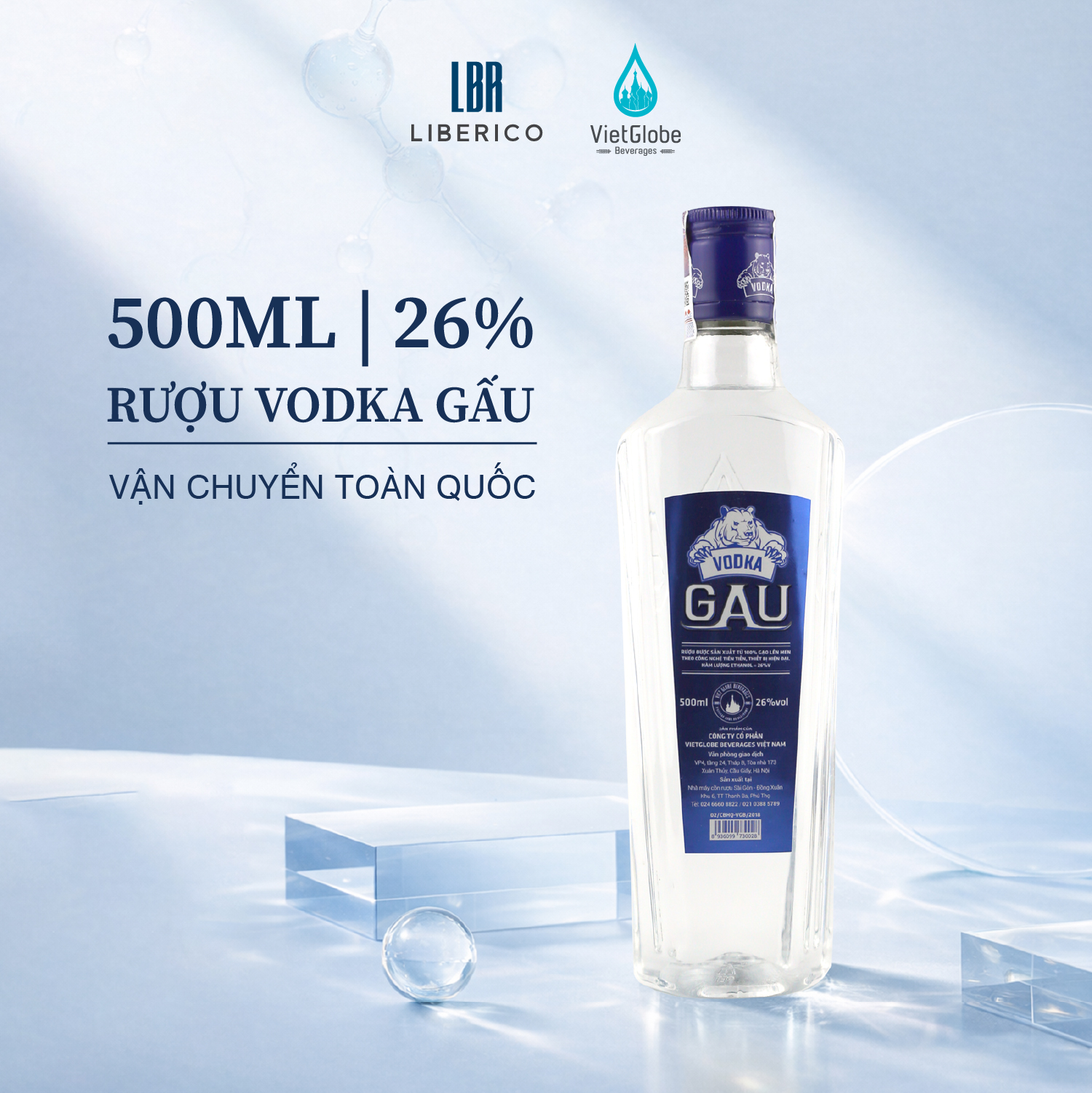 Rượu chai PET Vodka Gấu 26% Vol - 500ml