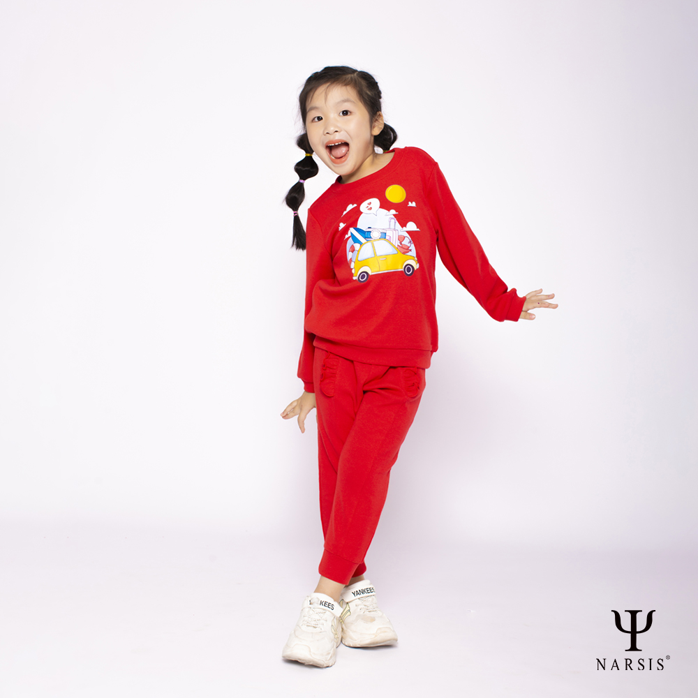 BỘ ĐỒ ĐÔNG BÉ GÁI NARSIS   ĐỎ KM2028 NARSIS CHẤT LIỆU THOÁNG MÁT, DỄ CHỊU, THOẢI MÁI CẢ NGÀY, DỄ ..._thumbnail_0