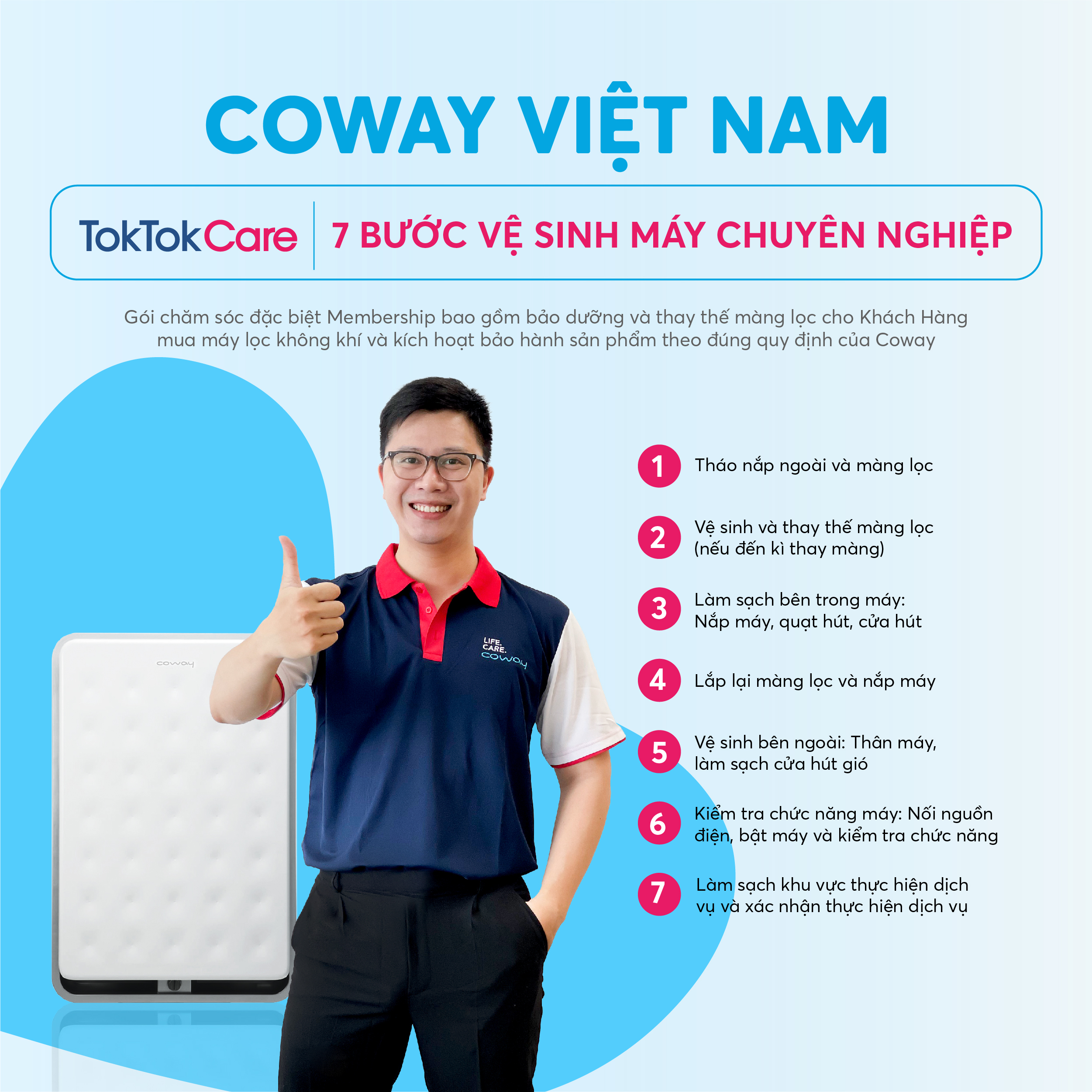 [AP-3008FH] – Coway – Toktokcare Service – Gói bảo dưỡng và chăm sóc máy lọc không khí Coway 1 năm tại nhà