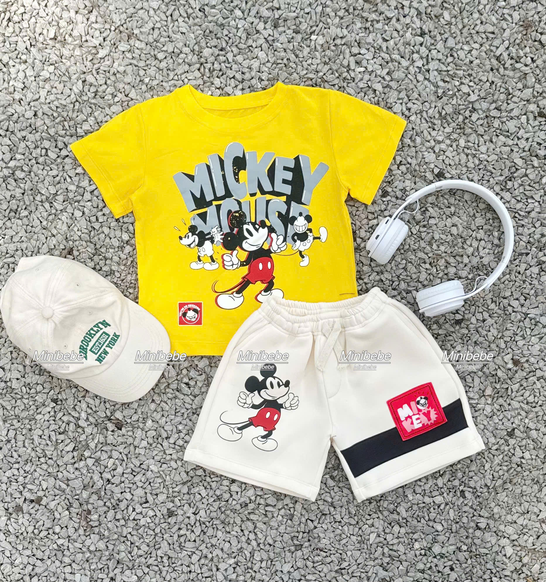 A92 BỘ CỘC MICKEY CHỮ XÁM MINIBEBE - A117.1666