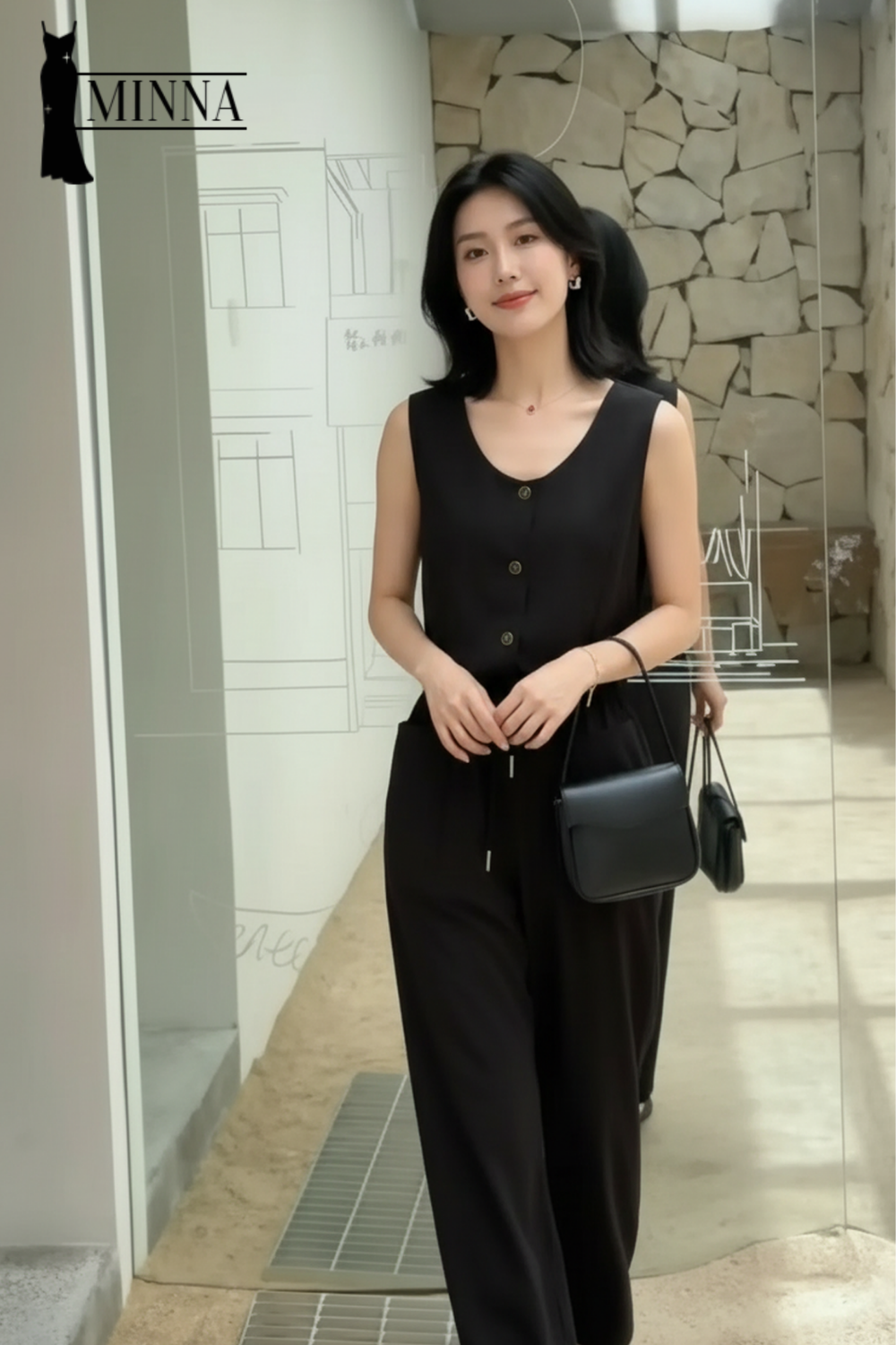 Black Essence Button Top - MS071_thumbnail_2